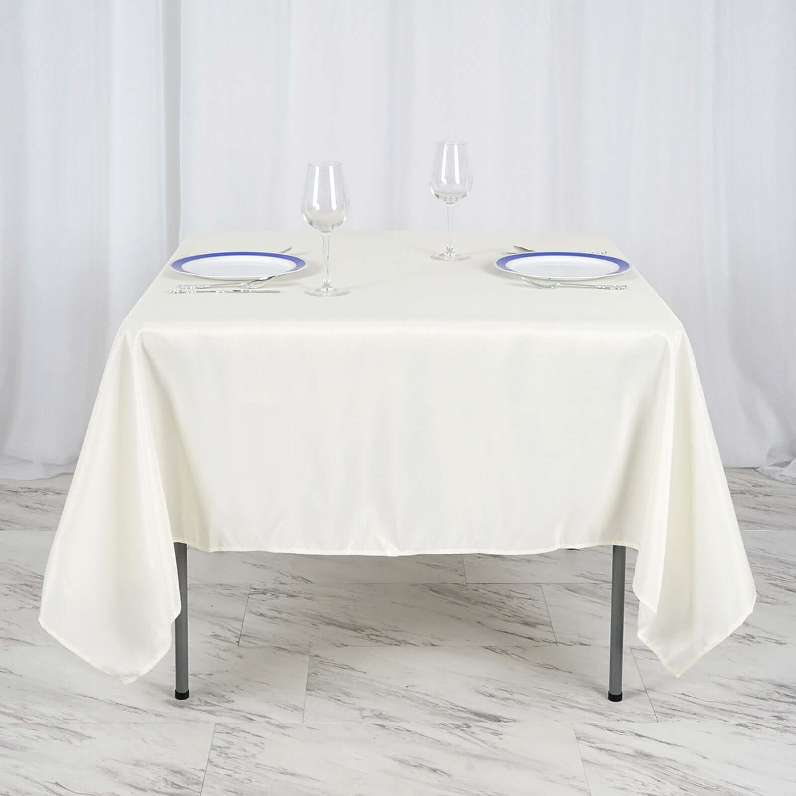 Polyester 70"x70" Table Overlay Square Tablecloth Ivory - Wrinkle-Resistant & Durable Table Cover