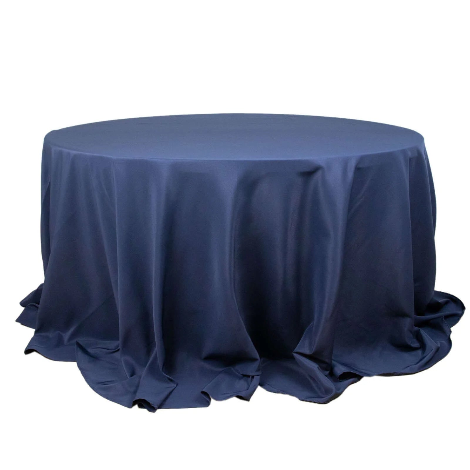 Fire Retardant Premium Polyester 132" Round Tablecloth Navy Blue - High-Performance Seamless Table Cover