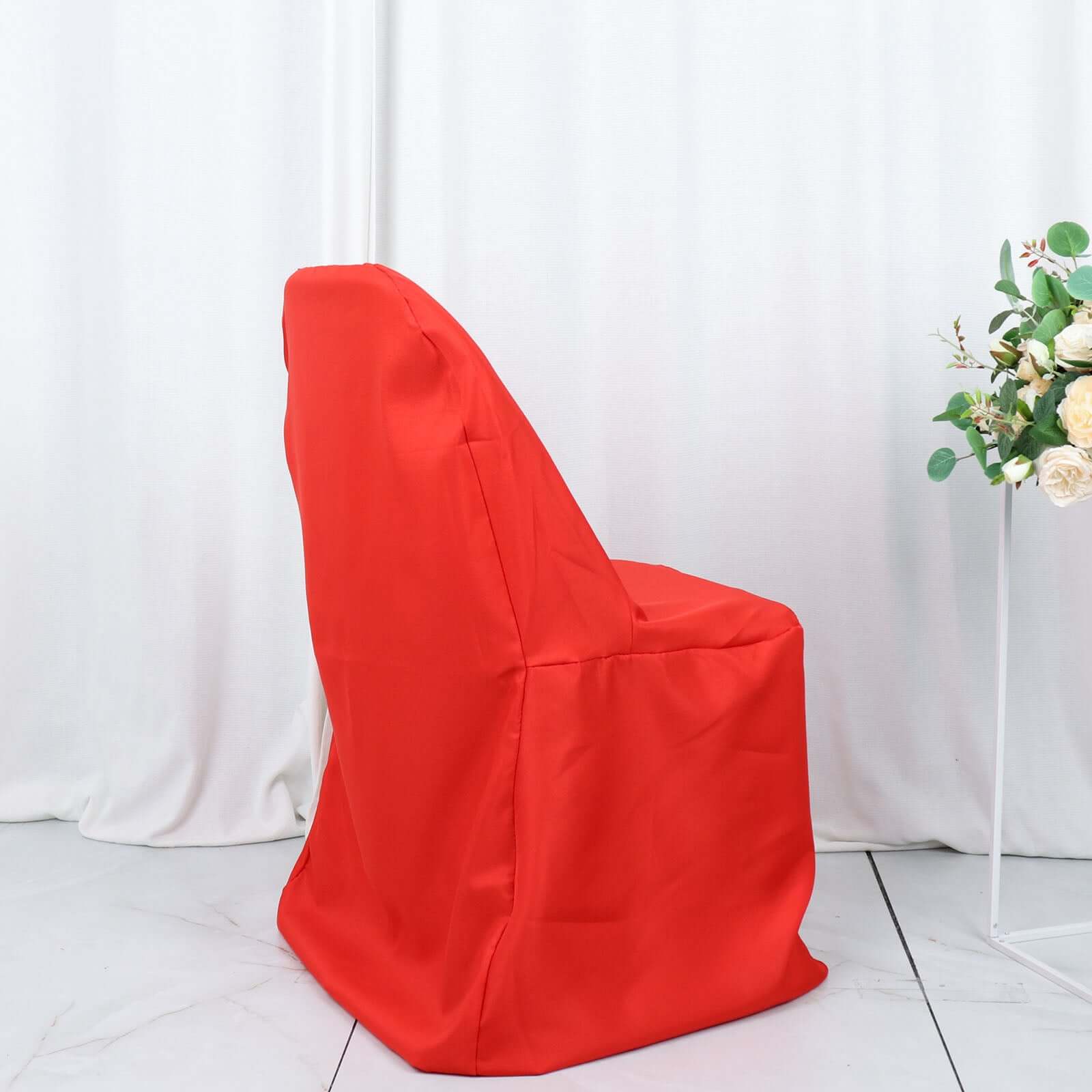 Polyester Slip On Folding Chair Covers Red - Stain-Resistant Reusable Durable Fabric