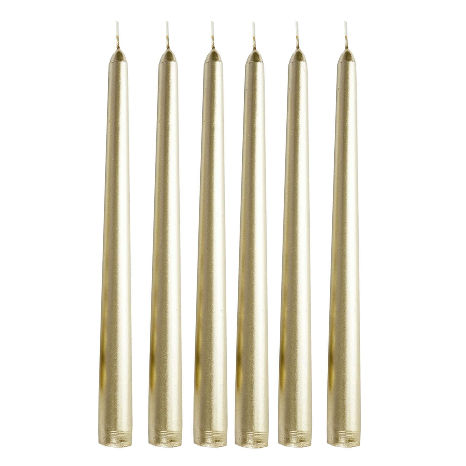 12-Pack Taper Candles Premium Wax Design Metallic Gold - Unscented Candles for Upscale Settings 10"