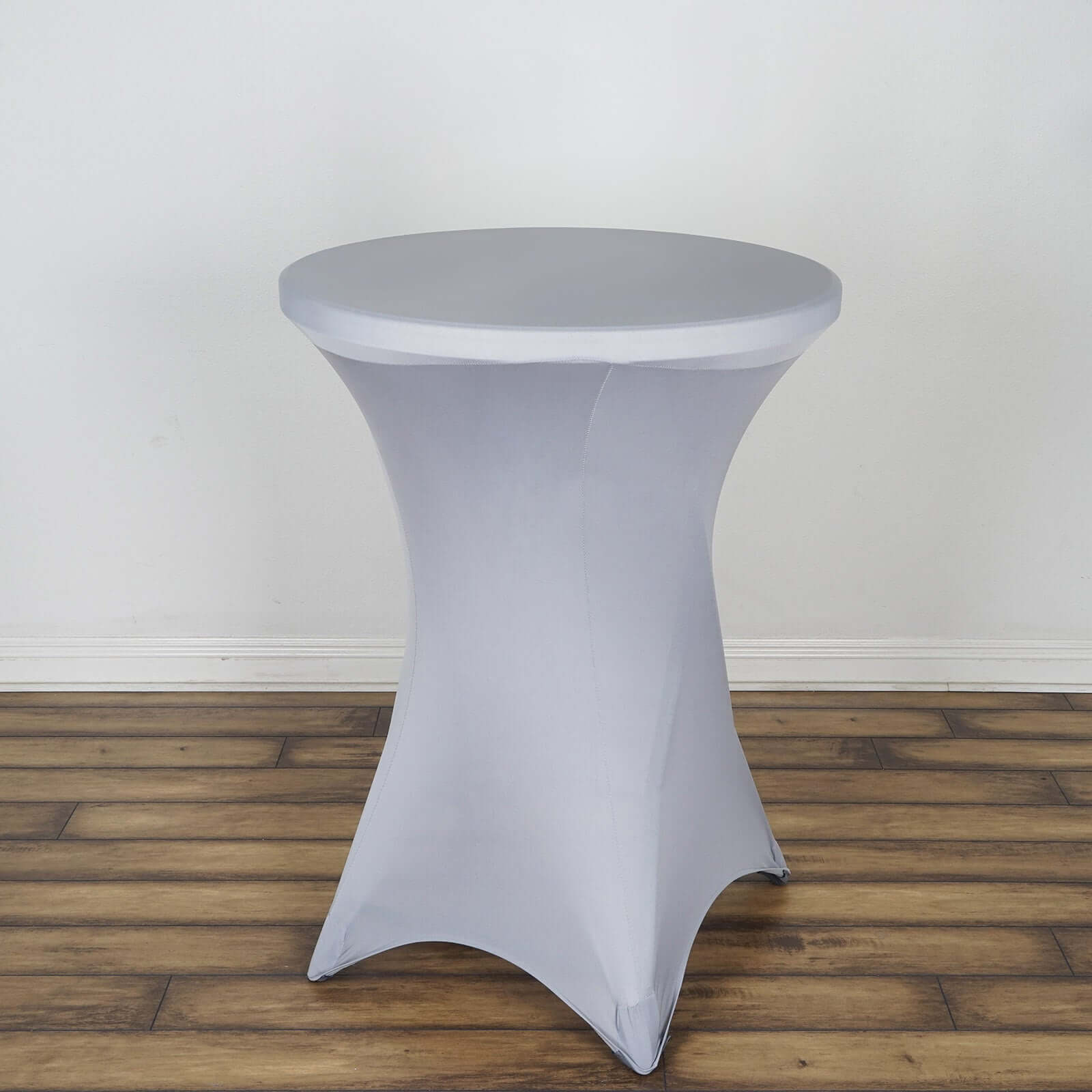 Spandex 30" Round Cocktail Table Cover Silver - Easy to Maintain Stretch Fitted Highboy Tablecloth