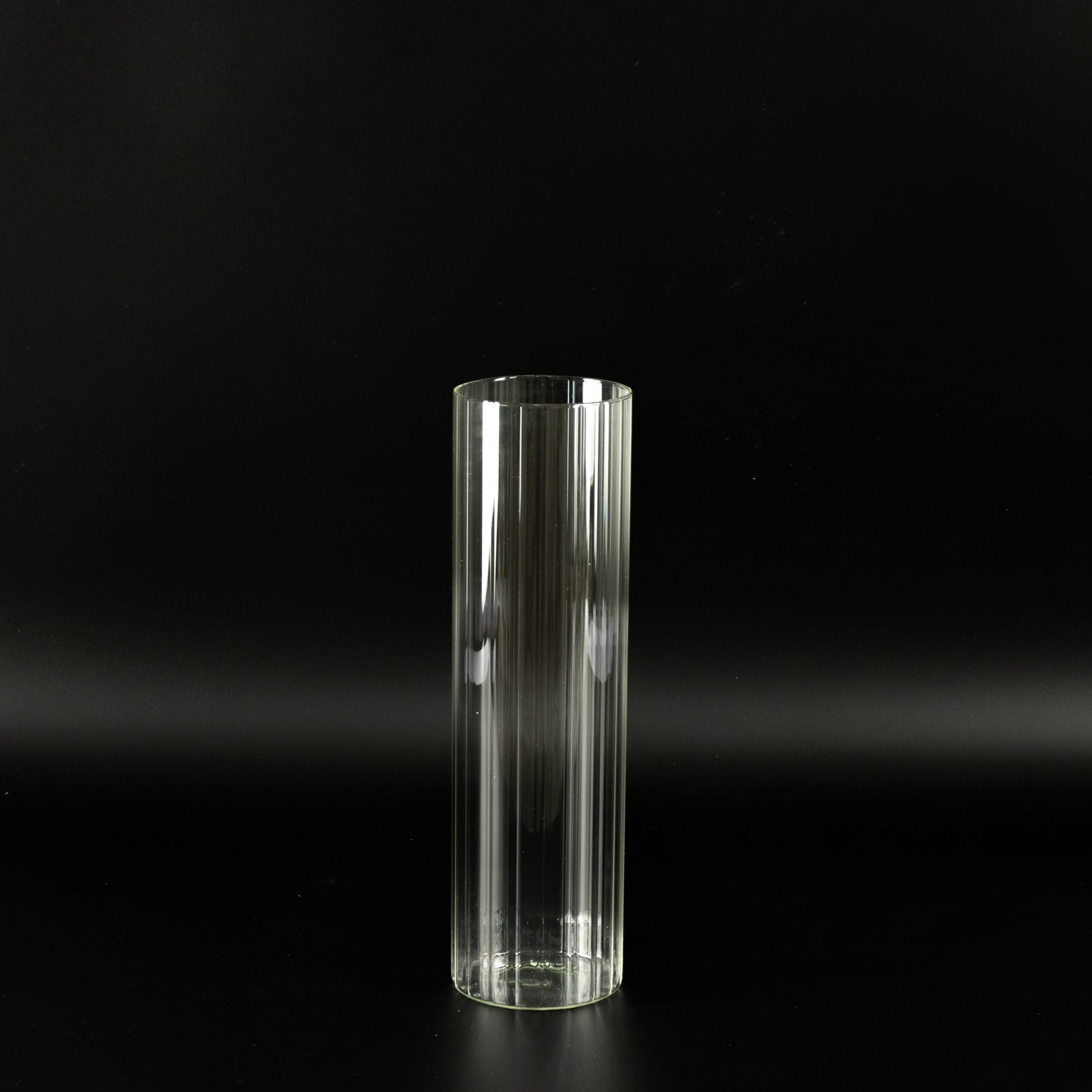 14" Ribbed Cylinder Glass Vases 6-Pack – Tall Clear Decorative Vases for Dining Tables, Mantels & Modern Interiors