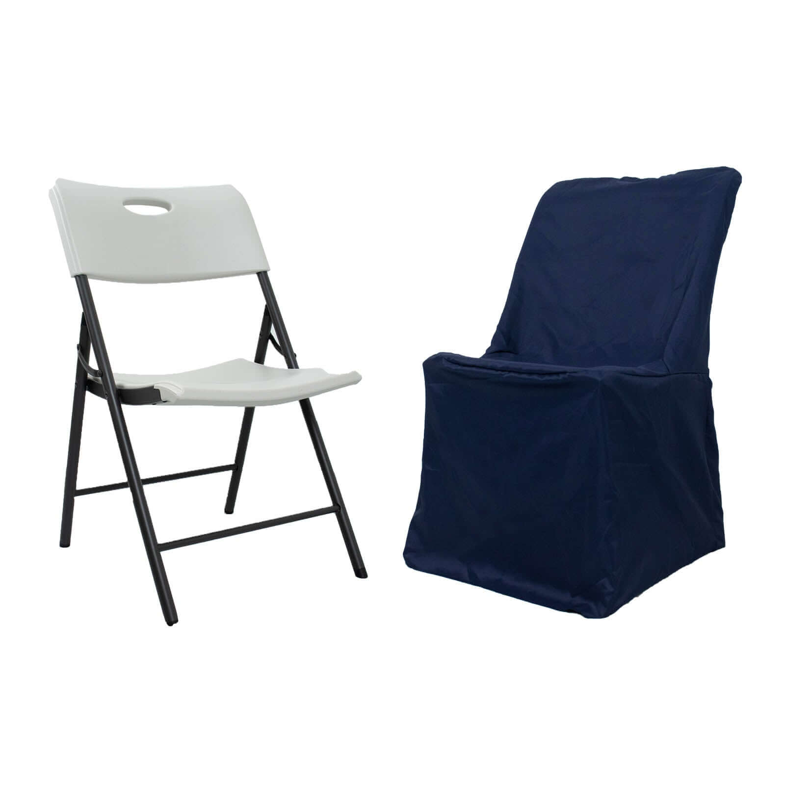 Polyester Chair Cover for Folding Lifetime Chairs Navy Blue - Reusable Durable Slip-On Cover