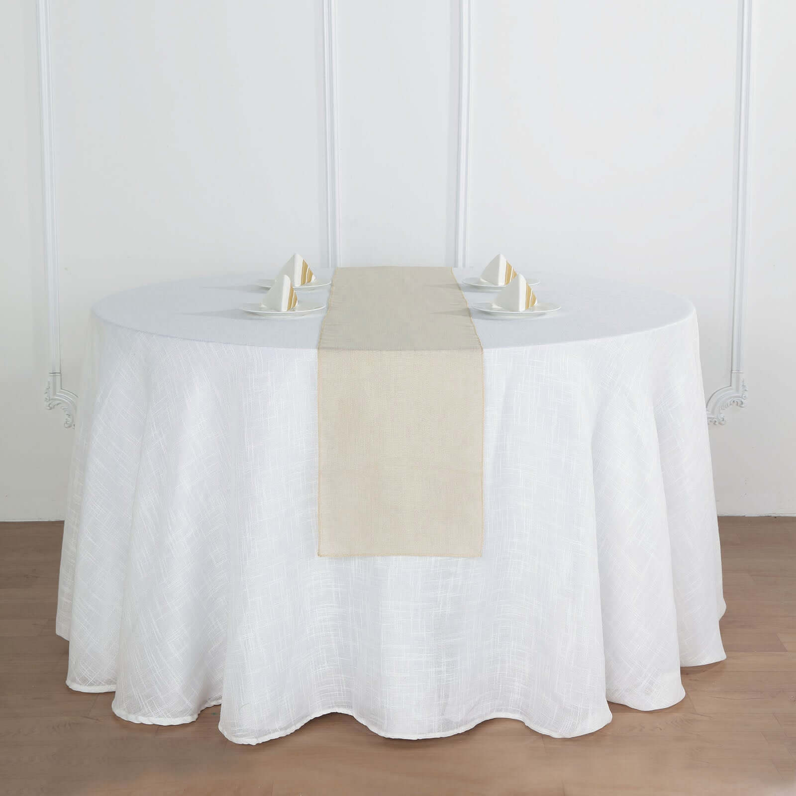 Faux Linen 12"x108" Table Runner Beige - Slubby Textured & Wrinkle Resistant Table Decor
