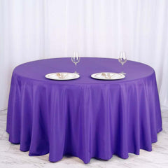 Polyester 120" Round Tablecloth Purple - Seamless Wrinkle-Resistant Table Cover