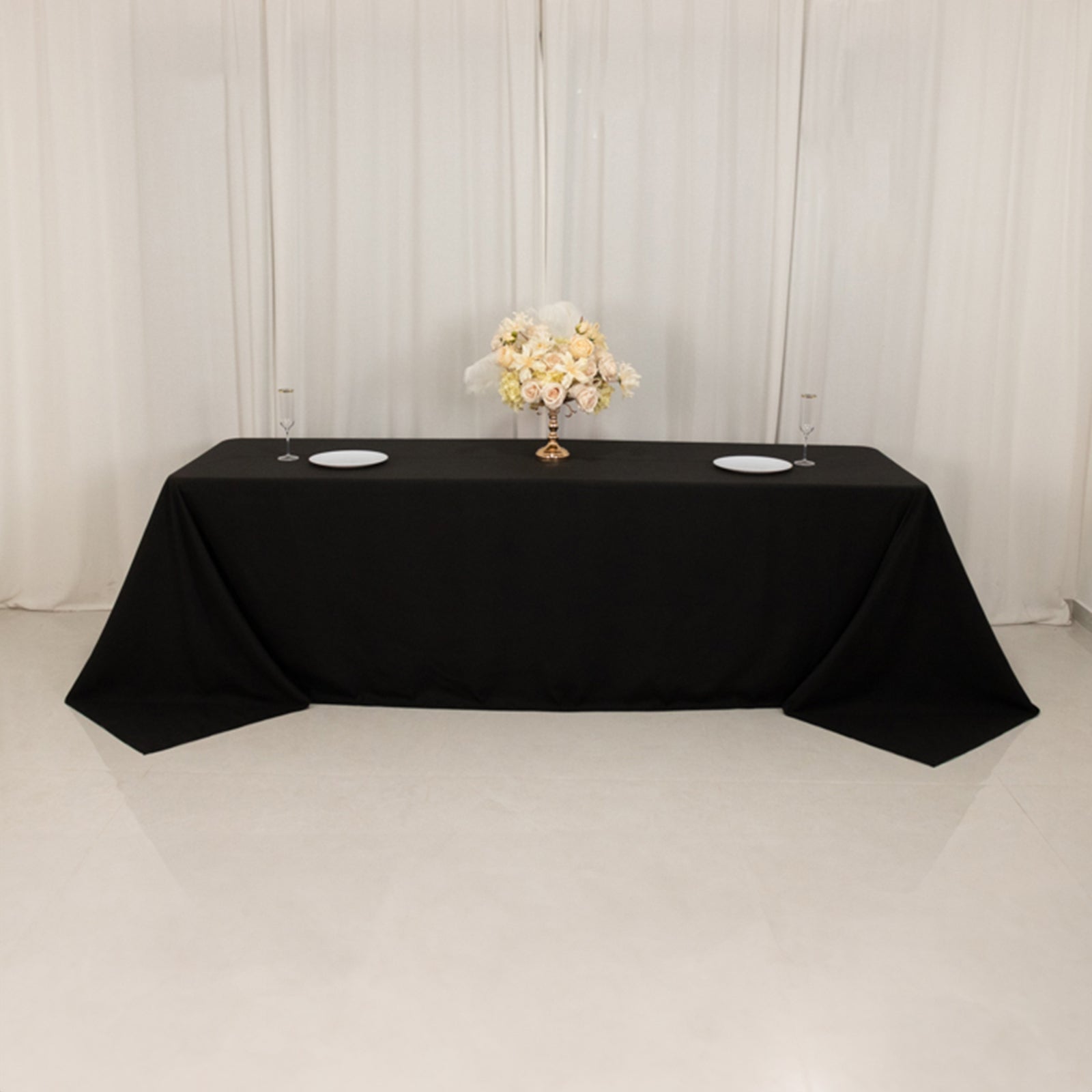 Cotton Blend 90"x156" Rectangle Tablecloth Black - Seamless Wrinkle-Resistant Table Cover