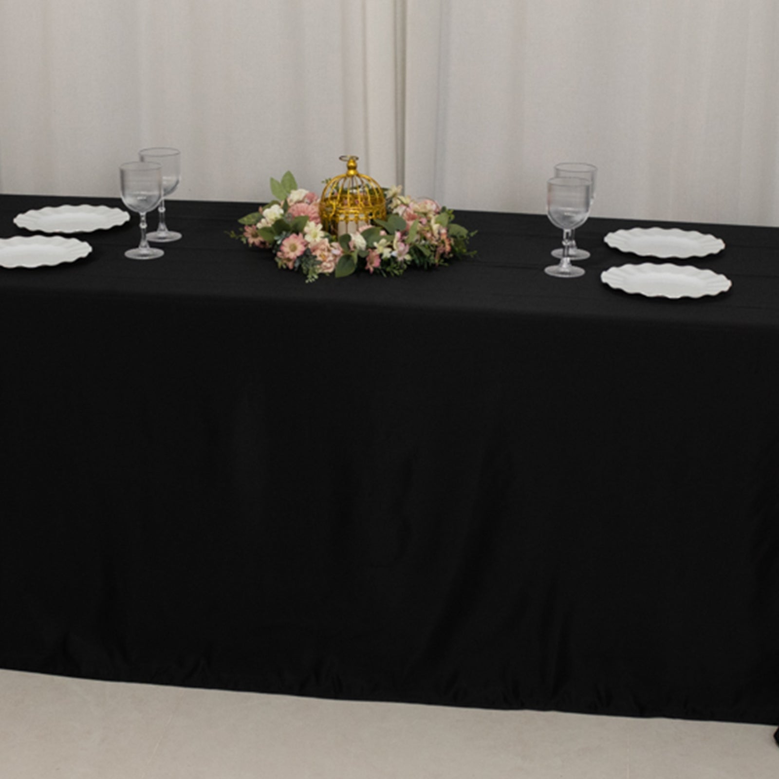 Lamour Satin 90"x156" Rectangle Tablecloth Black - Luxurious, Soft Seamless Table Cover for Stylish Settings