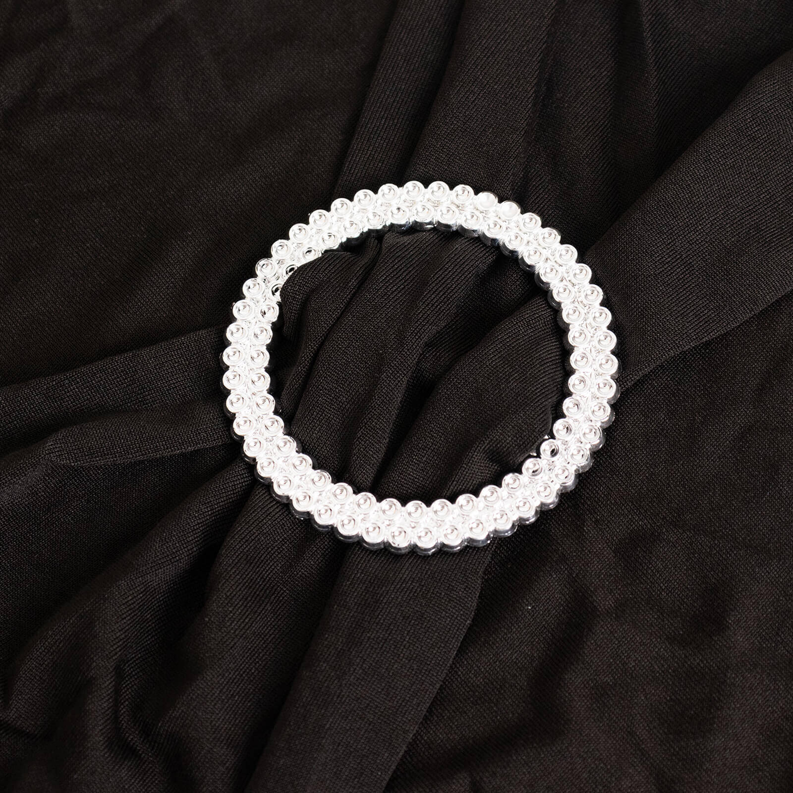 Stretch Spandex Chair Cover Black for Folding Chairs - Enhanced Style & Secure Fit Slipcover with Stunning Silver Rhinestone Buckled Sash Band