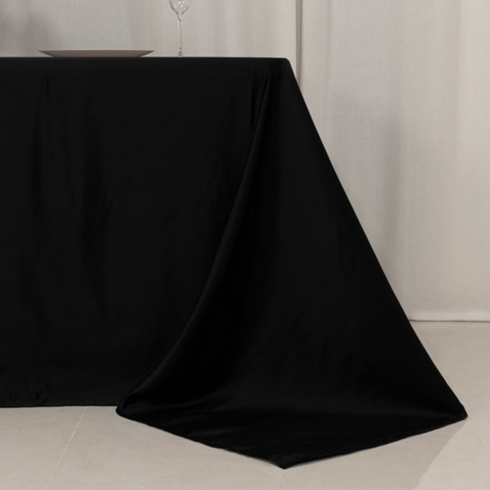 Lamour Satin 90"x132" Rectangle Tablecloth Black - Soft & Silk-Like Seamless Table Cover for Weddings & Parties
