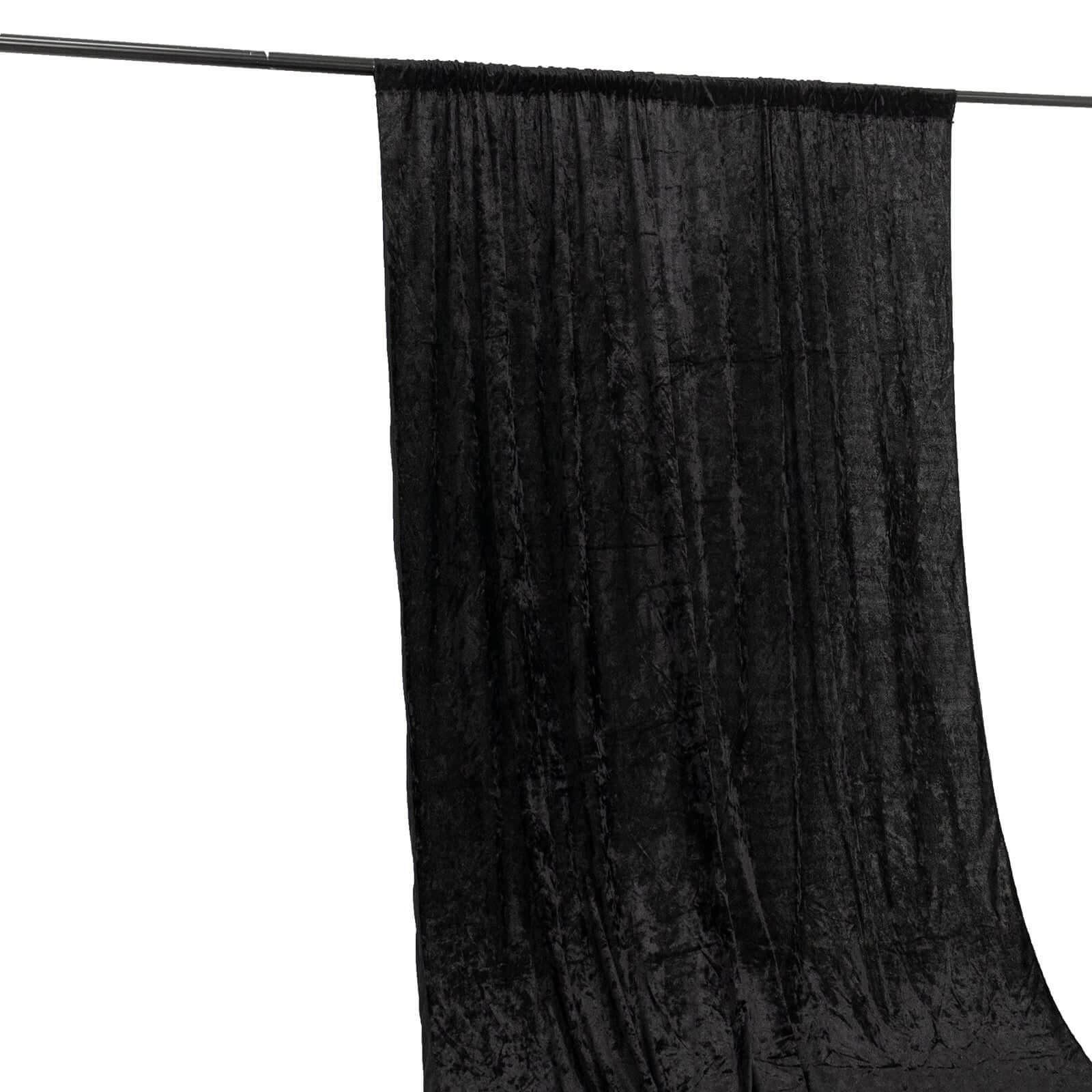 Black Crushed Velvet Backdrop Curtain – 5ft x 12ft Event Drape with Rod Pocket, Privacy Panel for Photo Booths & Events