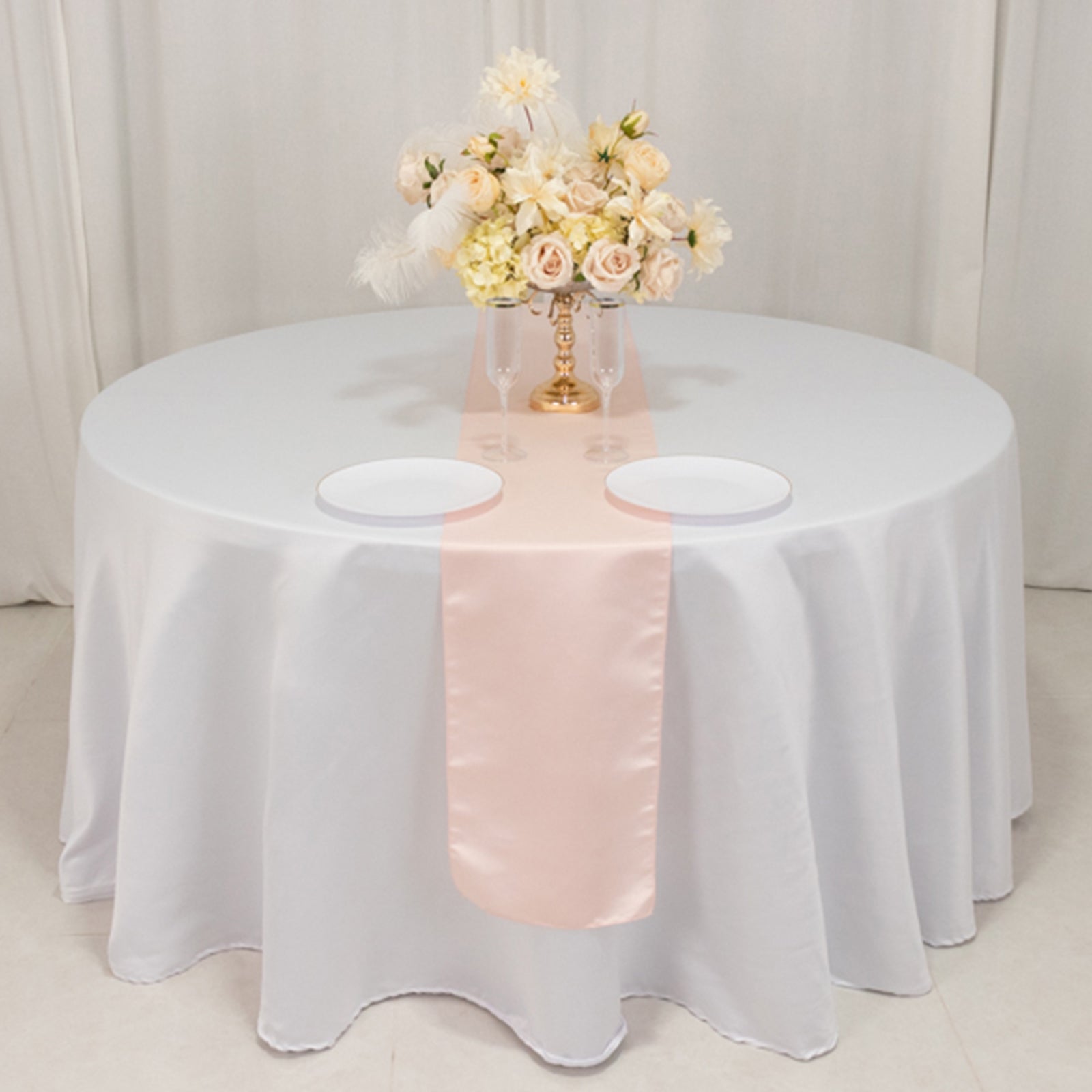 Lamour Satin 12"x108" Table Runner Blush - Smooth & Lustrous Finish