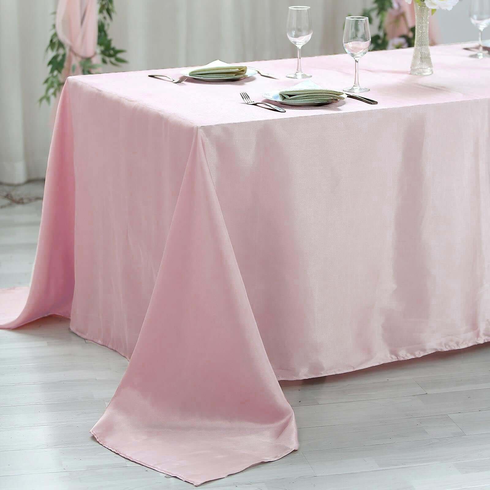 Satin Rectangular 60"x102" Tablecloth Blush - Smooth and Lustrous Table Cover