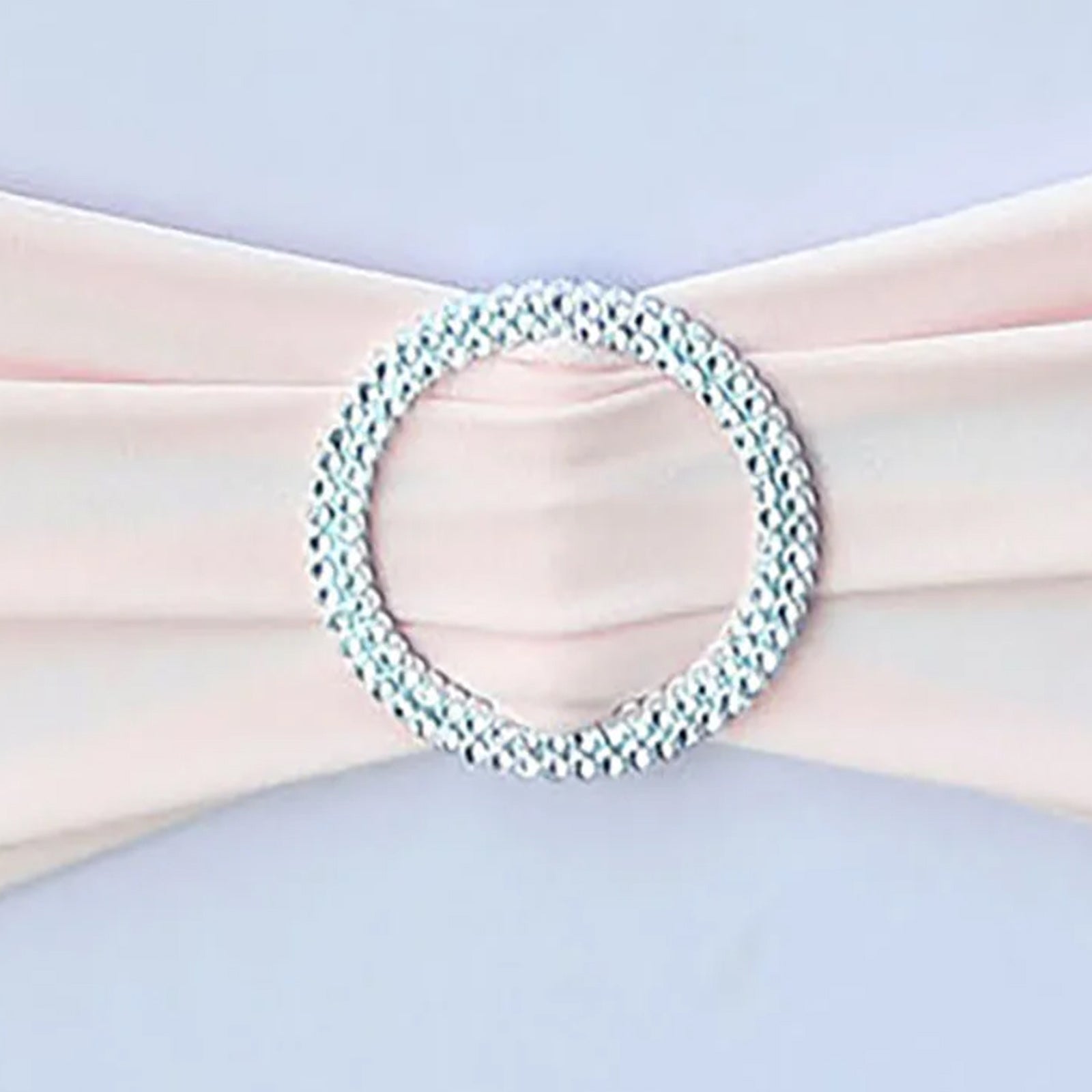 5 Pack Stretch Spandex Chair Sashes Blush - Reusable Chair Bands with Silver Diamond Ring Slide Buckle 5"x14"
