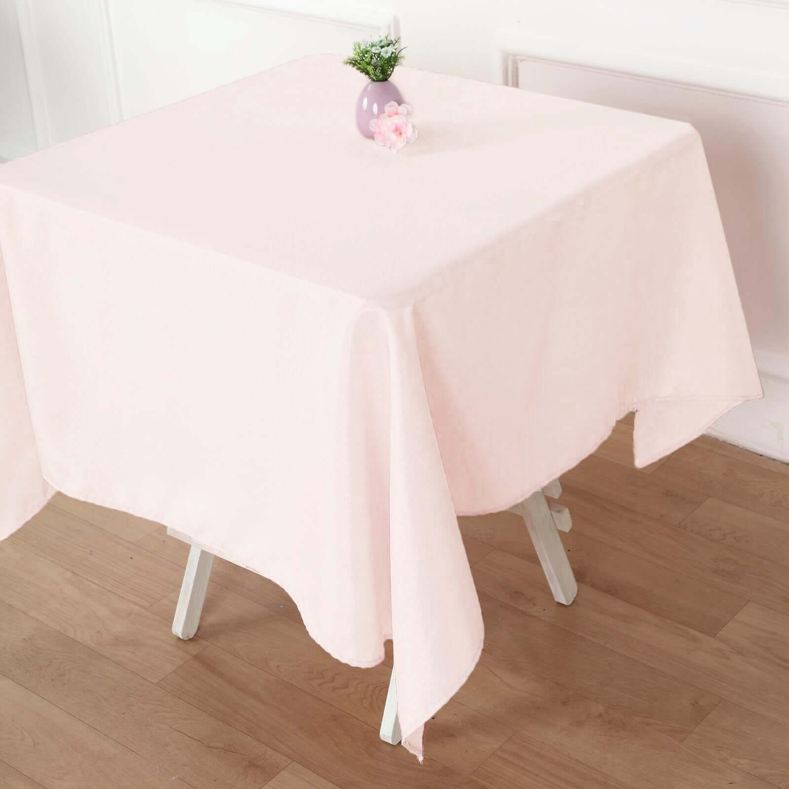 Polyester 54"x54" Table Overlay Square Tablecloth Blush - Wrinkle-Resistant & Durable Table Cover