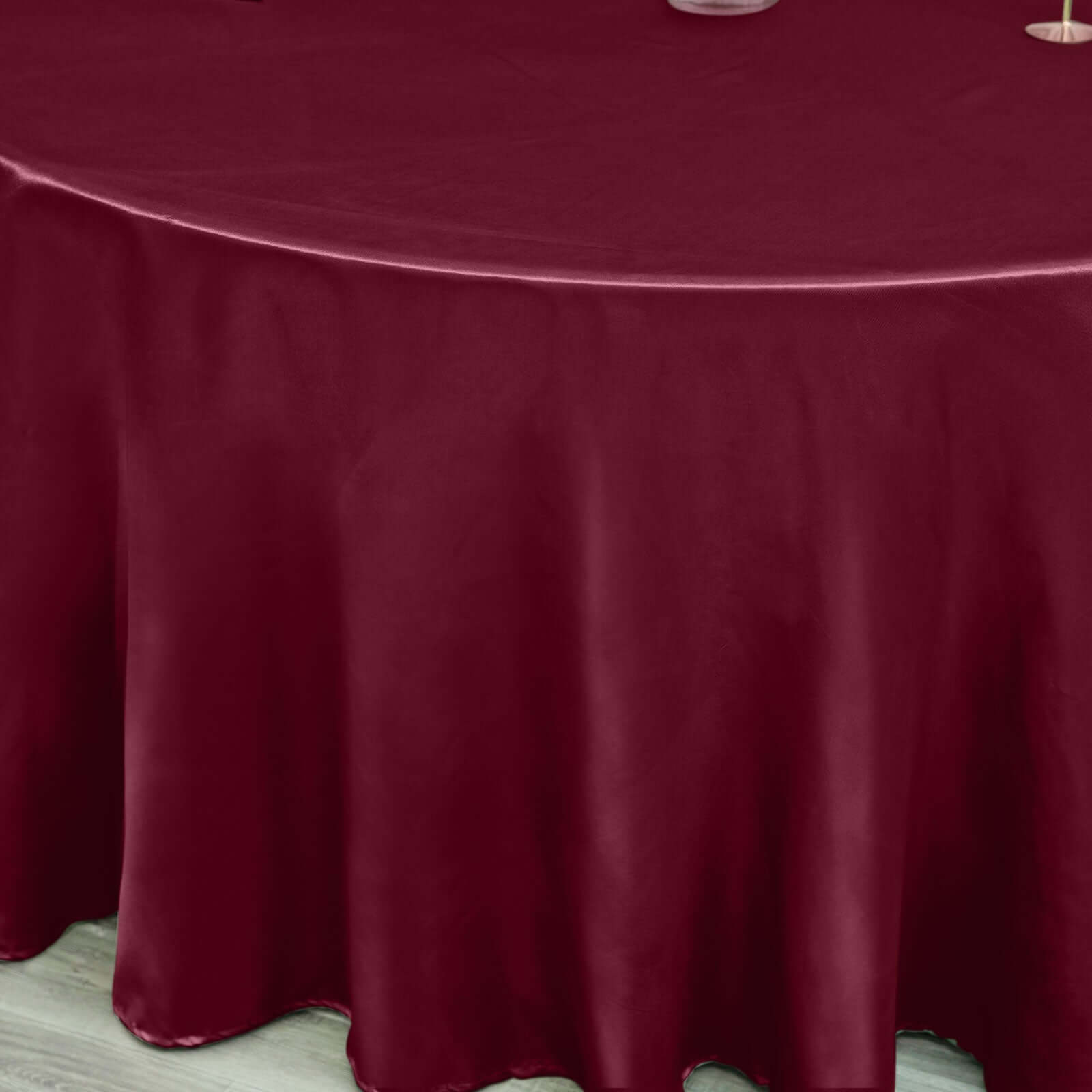 Satin 120" Round Tablecloth Burgundy - Stylish Seamless Table Cover