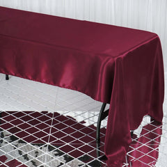 Satin Rectangular 60"x126" Tablecloth Burgundy - Smooth and Lustrous Table Cover