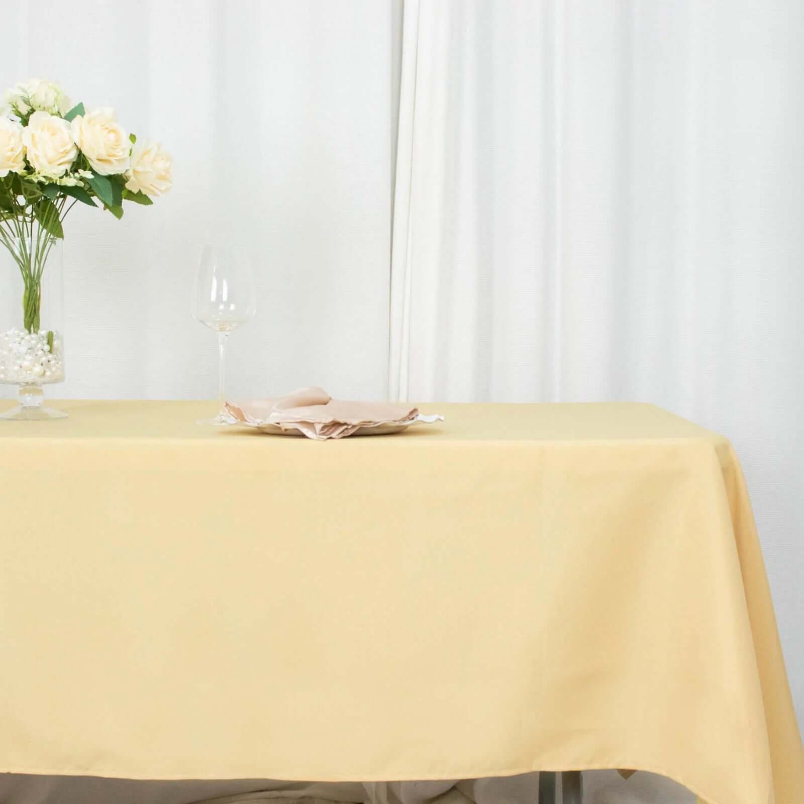 Premium Polyester 60"x102" Rectangle Tablecloth Champagne - Durable 220GSM Wrinkle-Resistant Table Cover