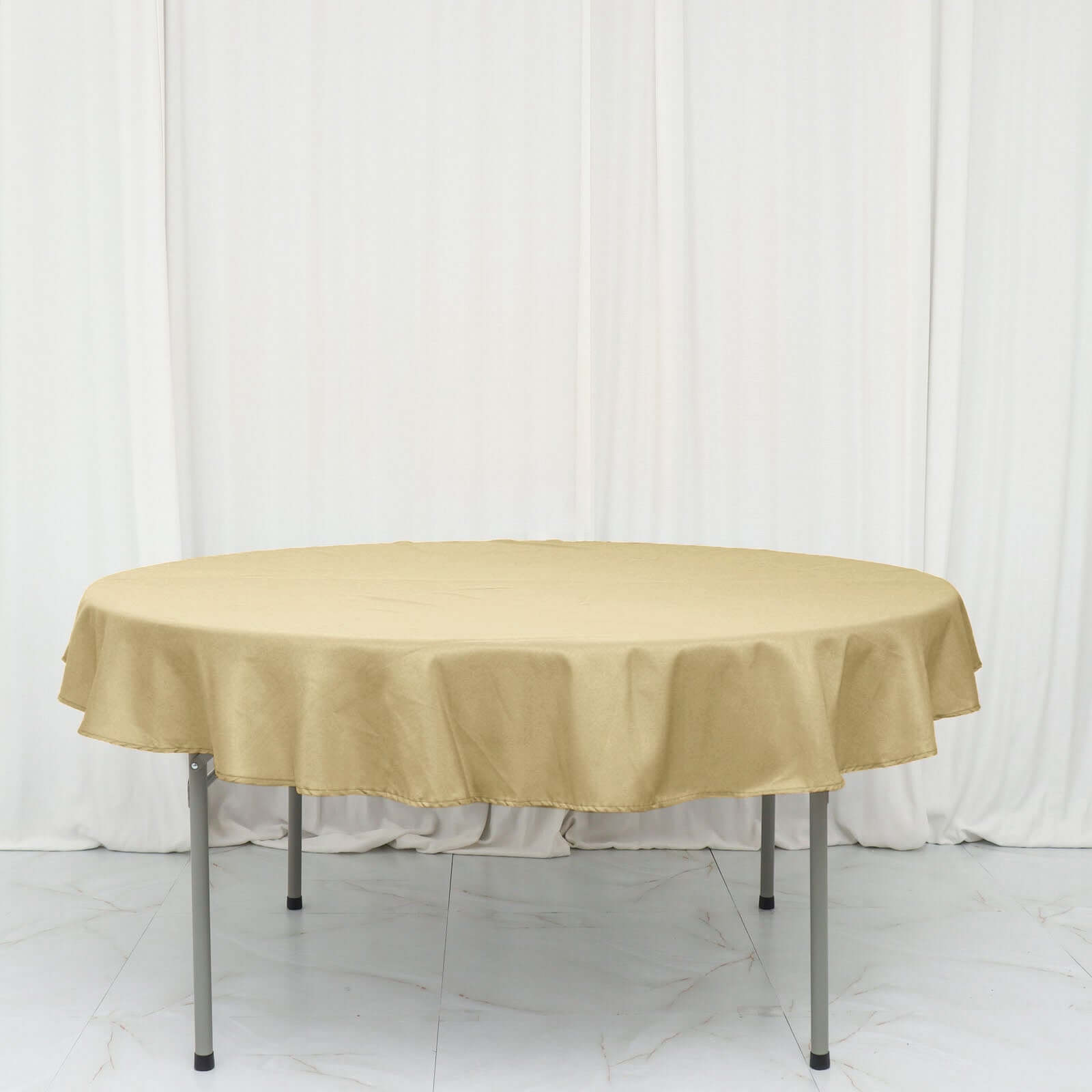 Polyester 70" Round Tablecloth Champagne - Durable & Wrinkle-Resistant Table Cover