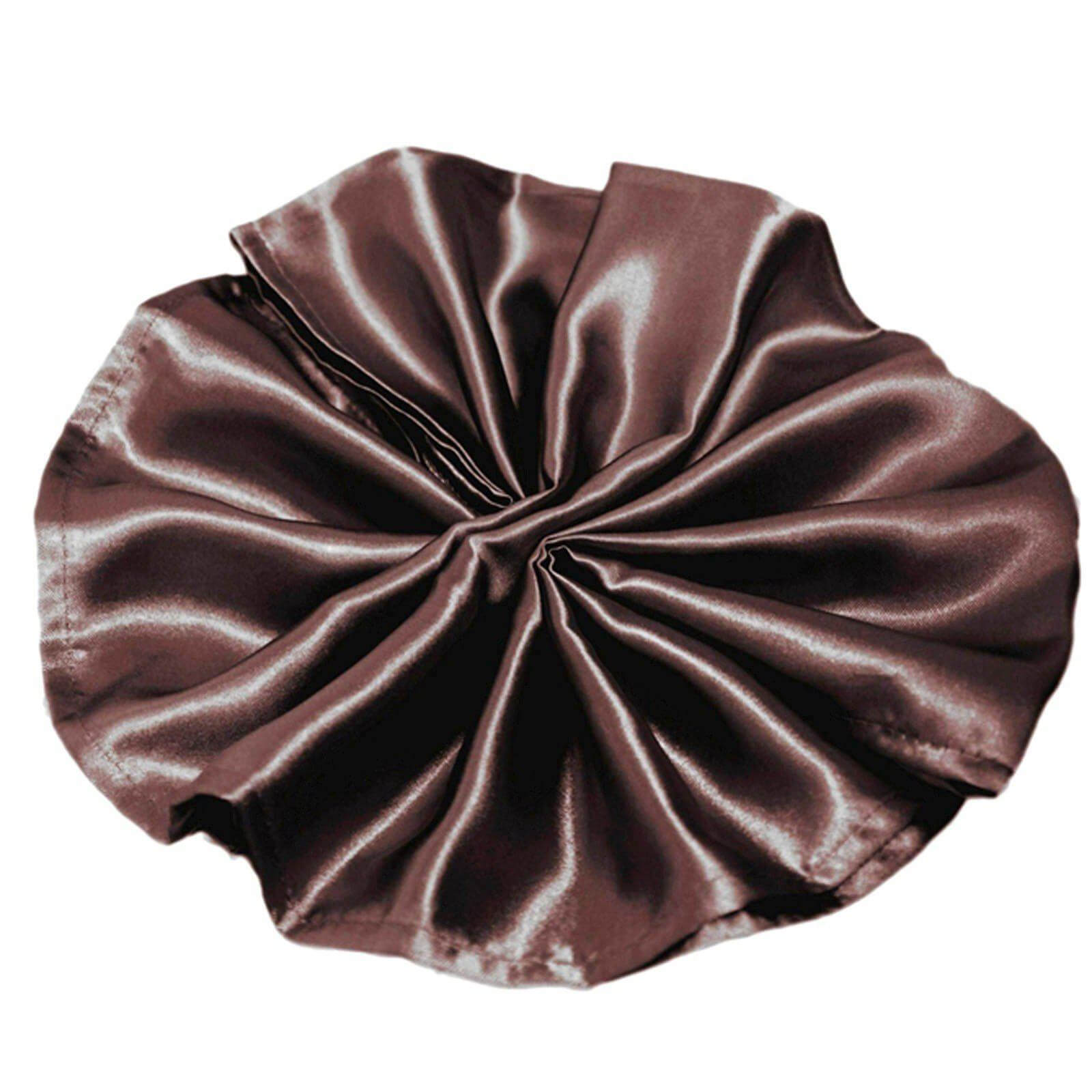 5 Pack Satin 20"x20" Napkins Chocolate - Luxurious Shine & Smooth Dinner Napkins