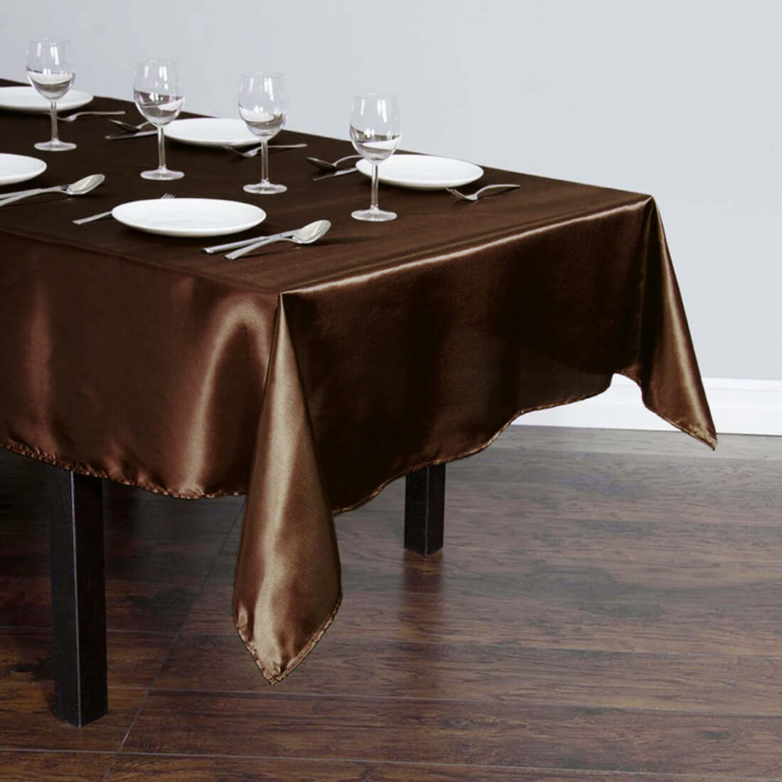 Satin Rectangular 60"x102" Tablecloth Chocolate - Smooth and Lustrous Table Cover