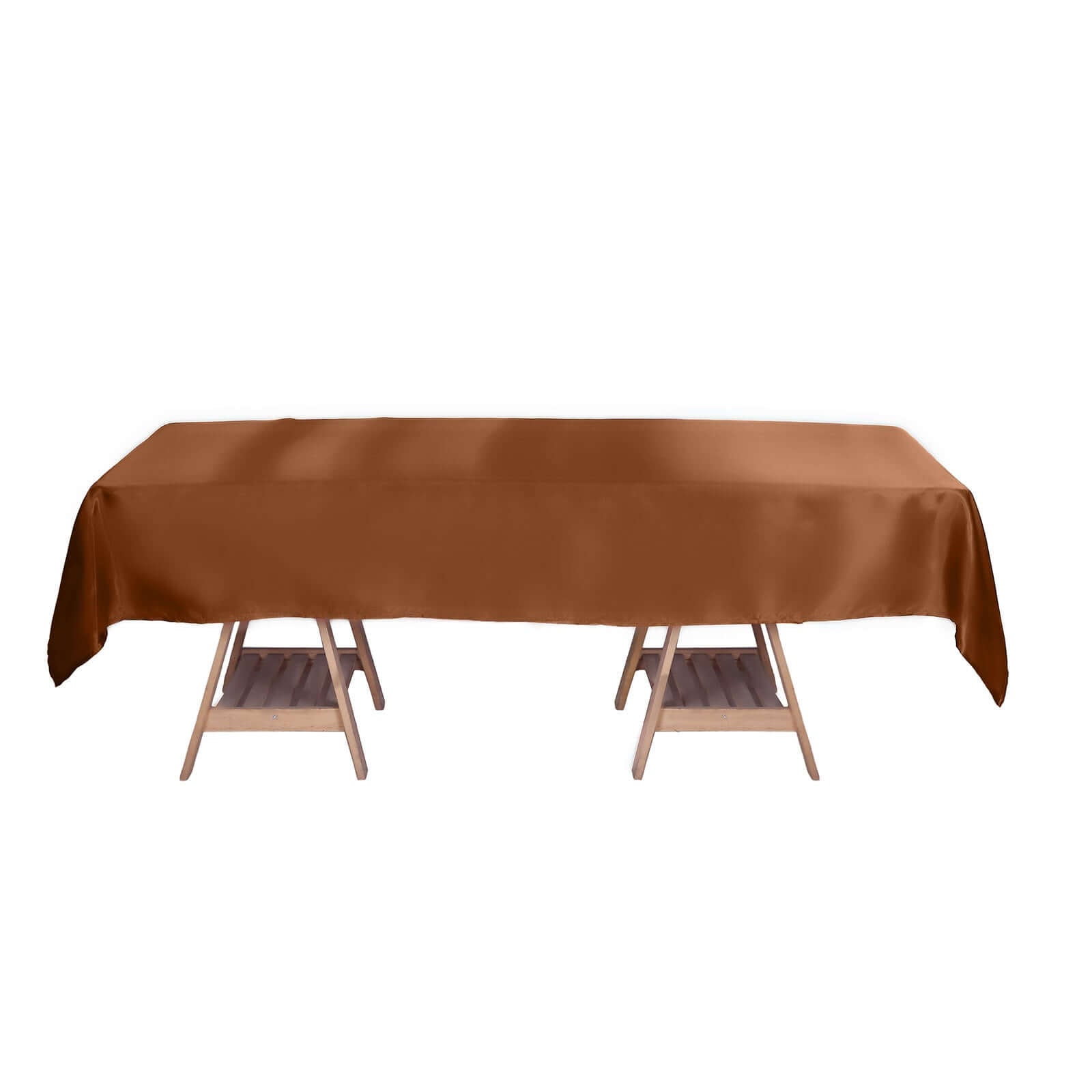 Satin Rectangular 60"x102" Tablecloth Cinnamon Brown - Smooth and Lustrous Table Cover