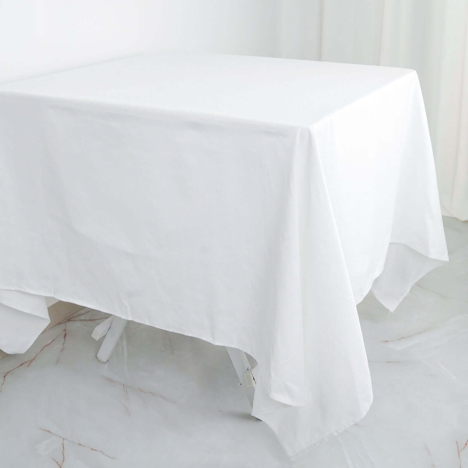 100% Cotton 70"x70" Table Overlay Square Tablecloth White Linen - Sophisticated, Soft & Breathable Fabric Table Cover