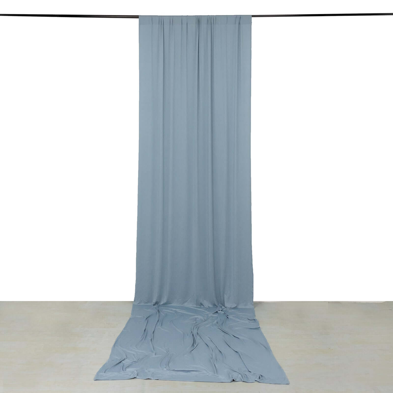 Dusty Blue 4-Way Stretch Spandex Event Curtain Drapes, Wrinkle Free Backdrop Event Panel with Rod Pockets - 5ftx16ft