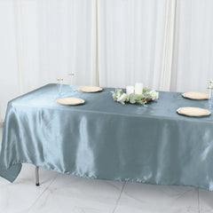 Satin Rectangular 60"x102" Tablecloth Dusty Blue - Smooth and Lustrous Table Cover