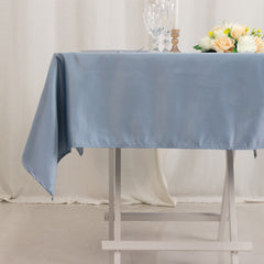 Lamour Satin 54"x54" Square Tablecloth Dusty Blue - Durable & Silk-Like Table Cover