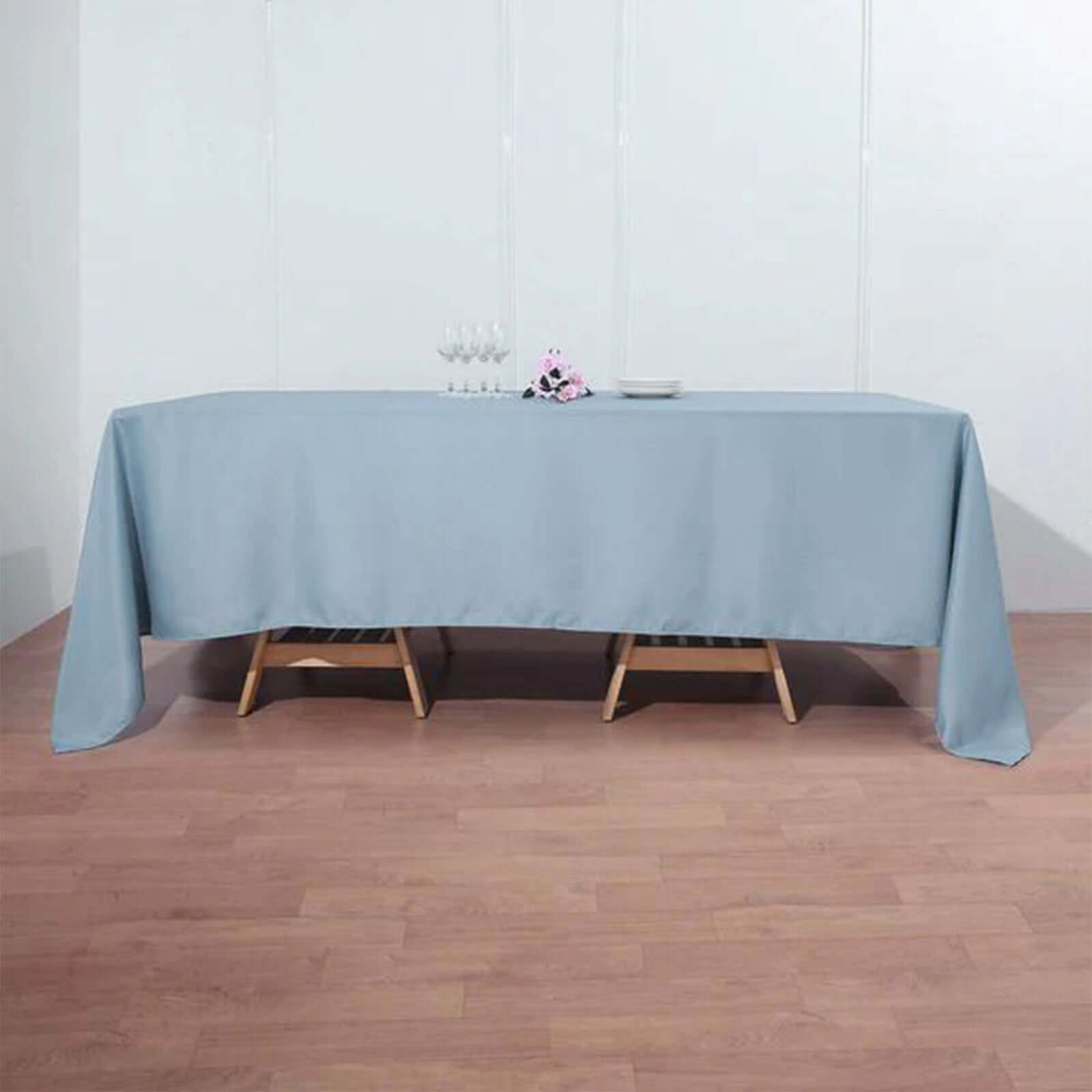 Polyester 72"x120" Rectangle Tablecloth Dusty Blue - Durable and Stylish Table Cover