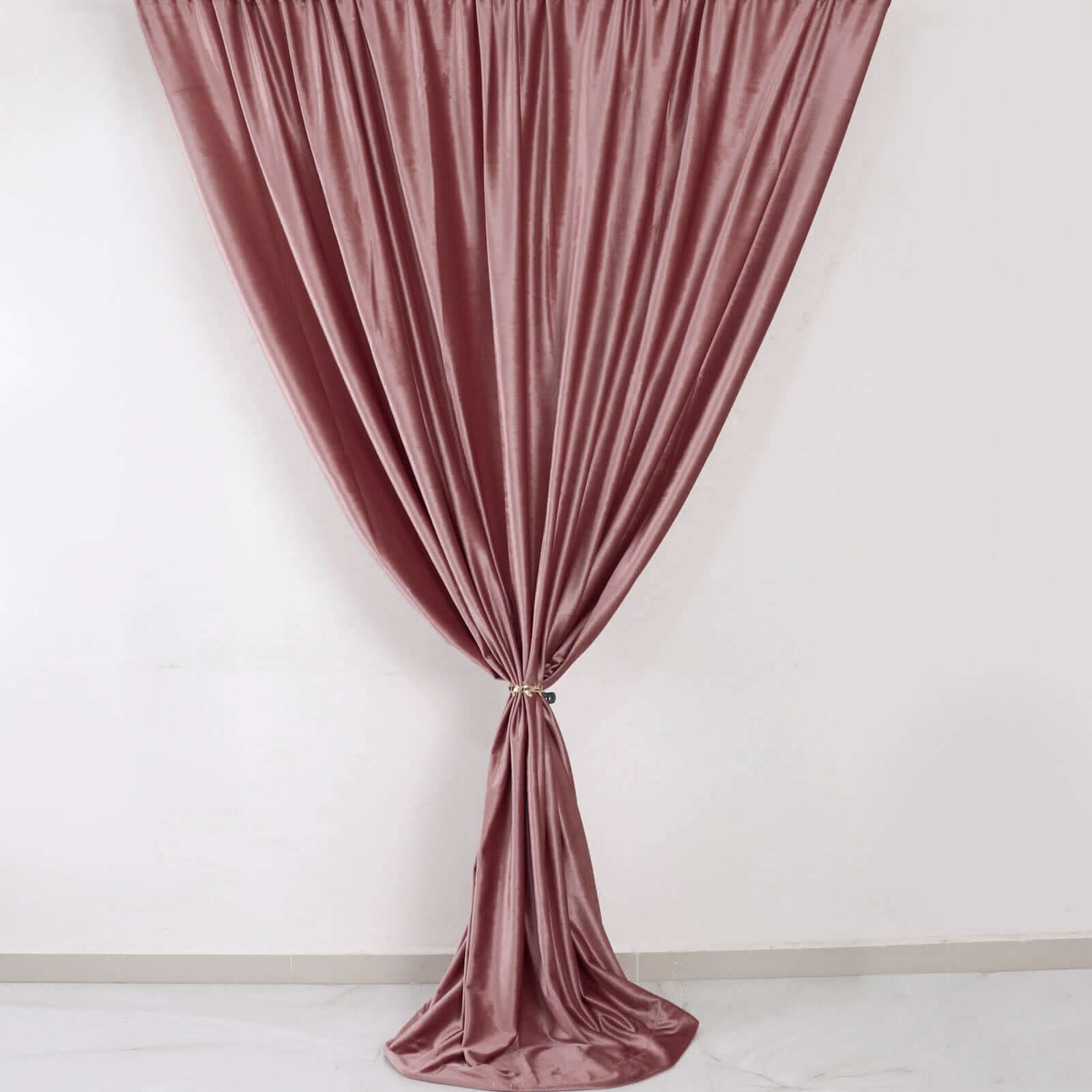 Dusty Rose Crushed Velvet Backdrop Curtain – 8ft x 8ft Event Drape with Rod Pocket, Privacy Panel for Photo Booths & Events