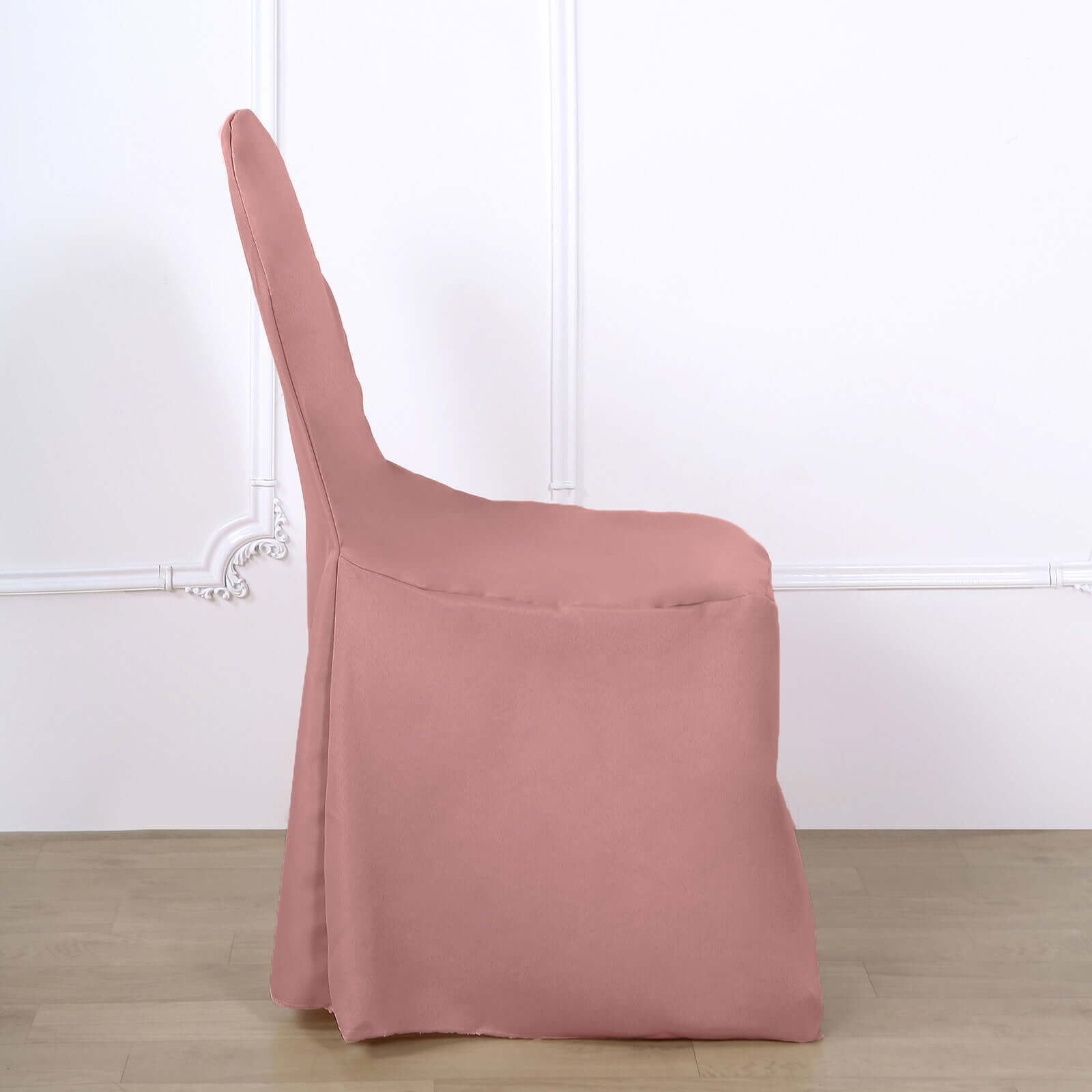 Polyester Slip On Banquet Chair Covers Dusty Rose - Stain-Resistant Reusable Durable Fabric