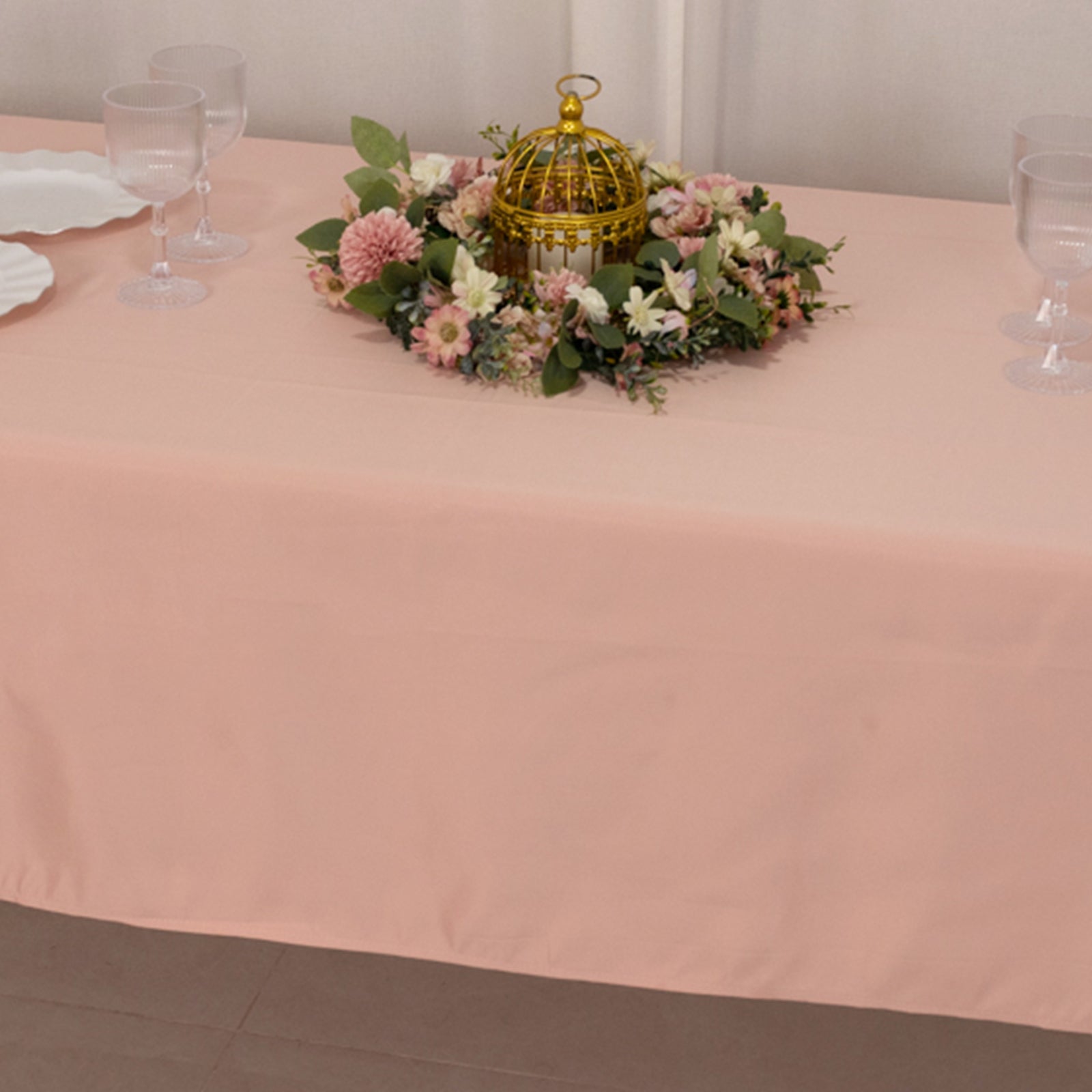 Lamour Satin 60"x102" Rectangle Tablecloth Dusty Rose - Durable & Silky Soft Feel Table Cover