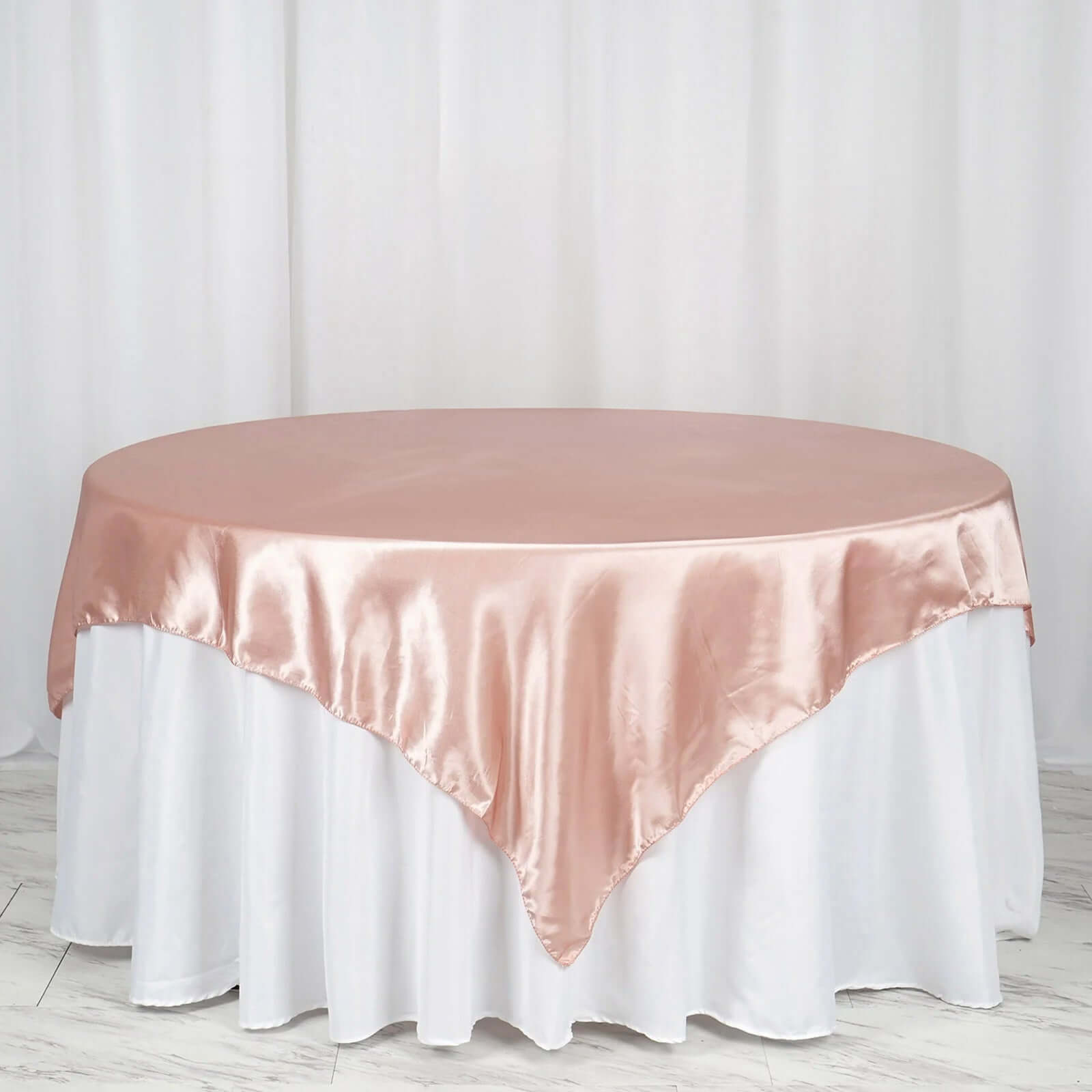 Satin 72"x72" Table Overlay Square Tablecloth Dusty Rose - Smooth Finish Table Cover