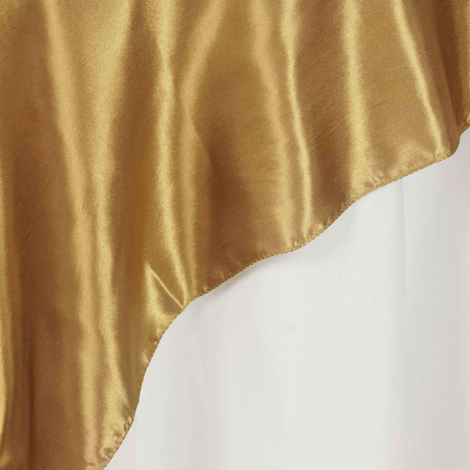 Satin 90"x90" Table Overlay Square Tablecloth Gold - Smooth Finish for Luxurious Events