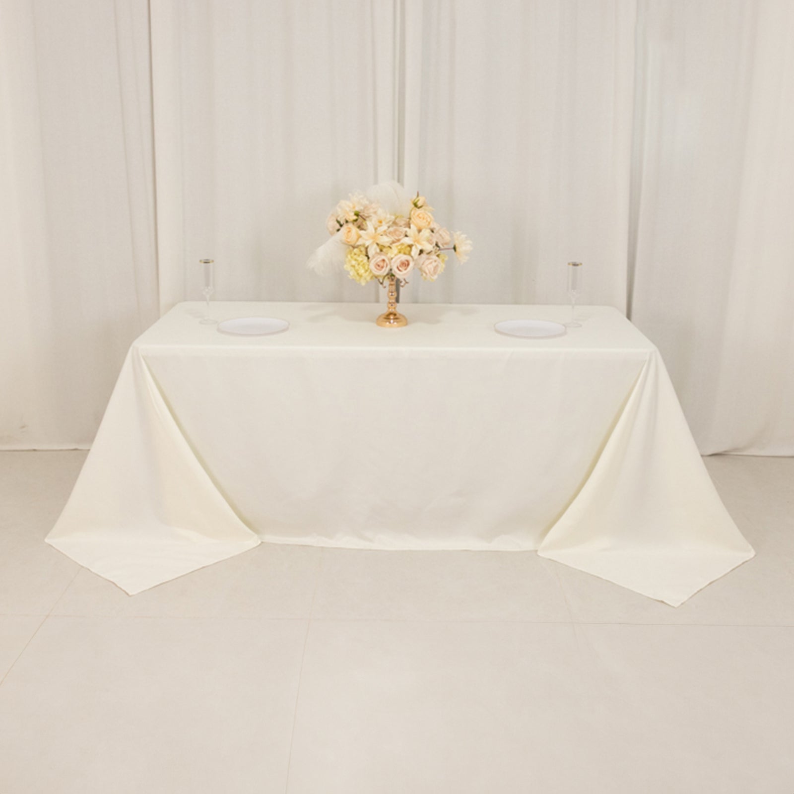 Cotton Blend 90"x132" Rectangle Tablecloth Ivory - Seamless Wrinkle-Resistant Table Cover