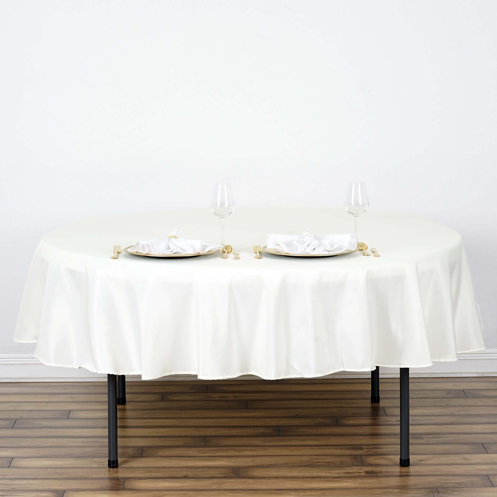 Polyester 90" Round Tablecloth Ivory - Stain & Wrinkle-Resistant Table Cover