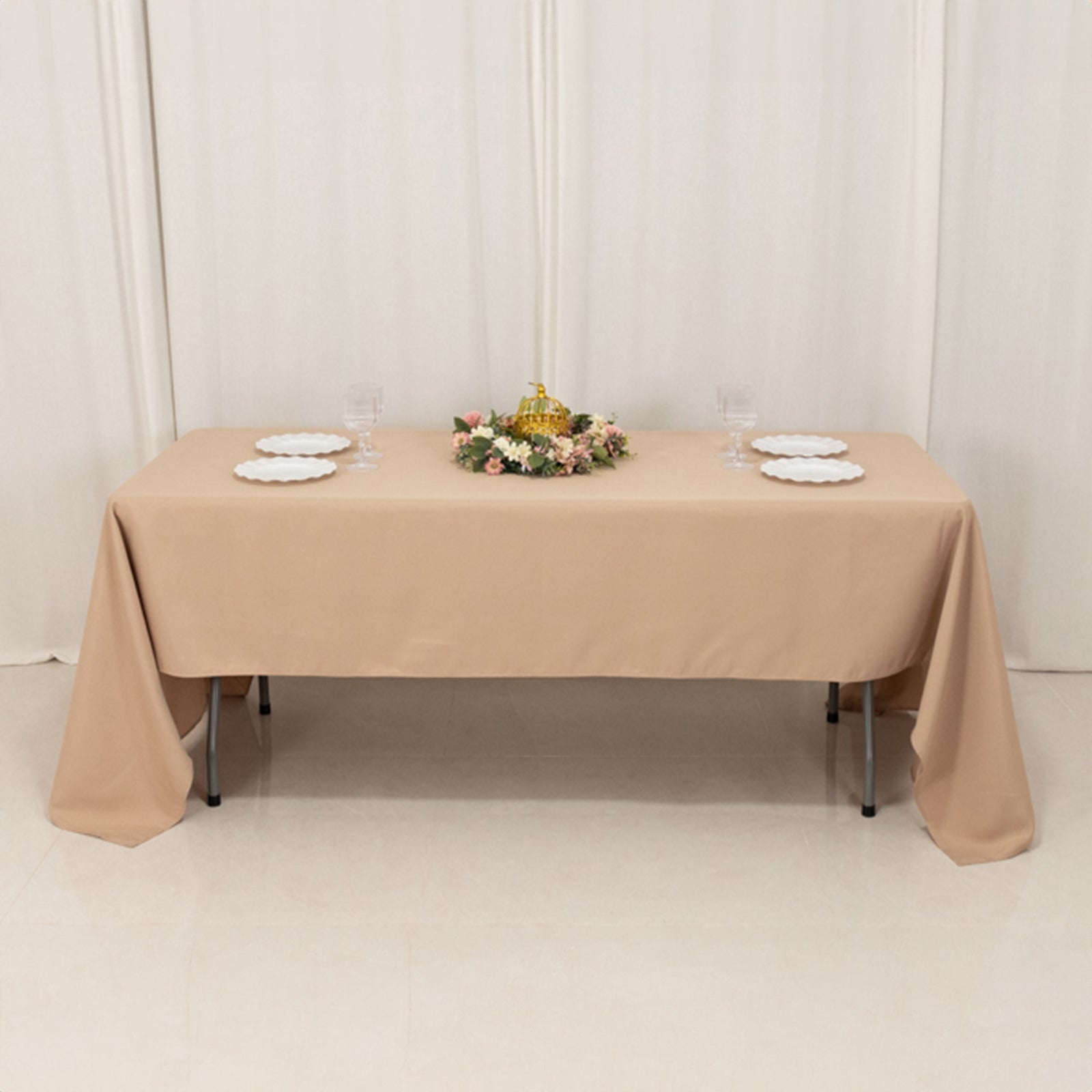 Premium Polyester 60"x126" Rectangle Tablecloth Nude - Stain-Resistant 220GSM Finish Table Cover