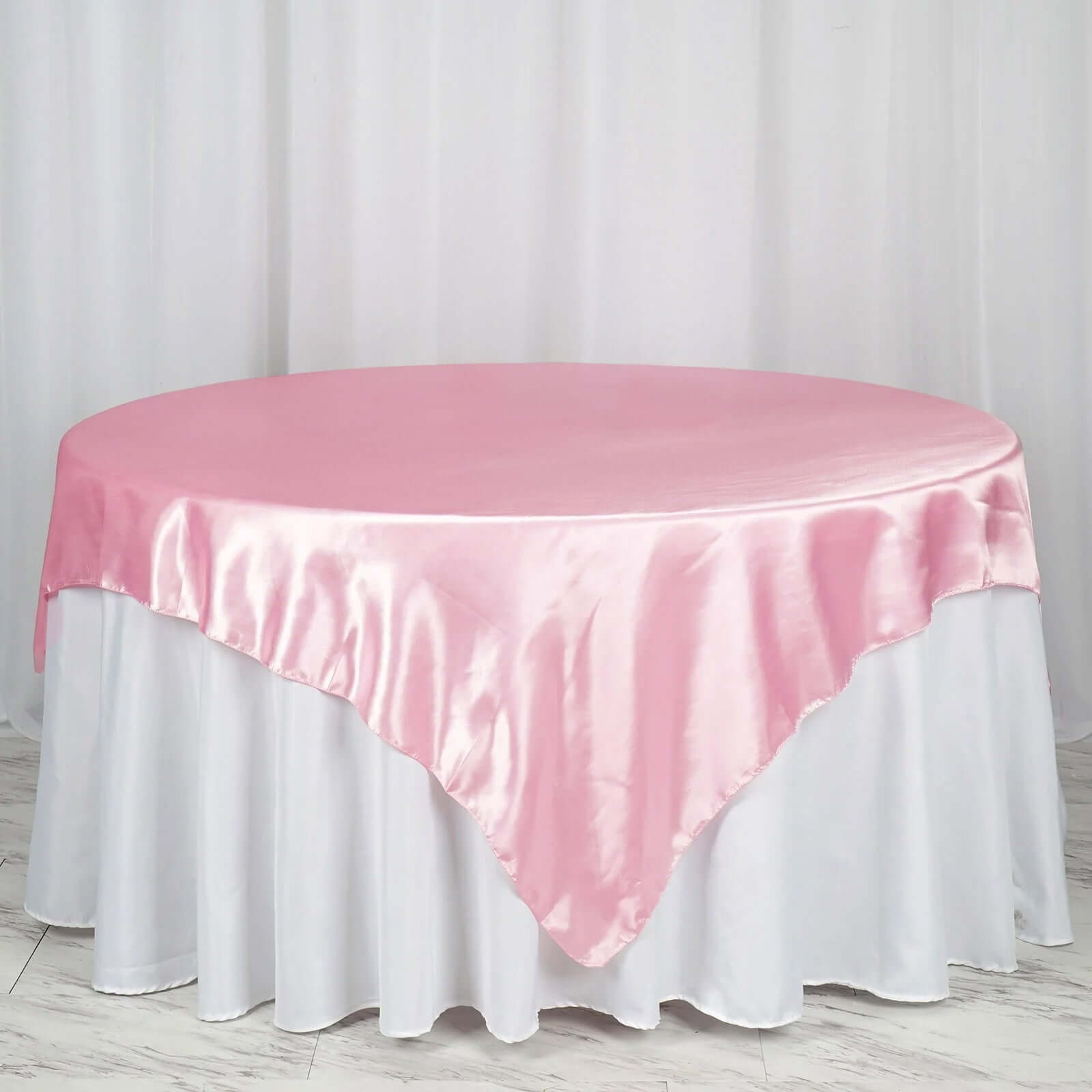 Satin 72"x72" Table Overlay Square Tablecloth Pink - Smooth Finish Table Cover
