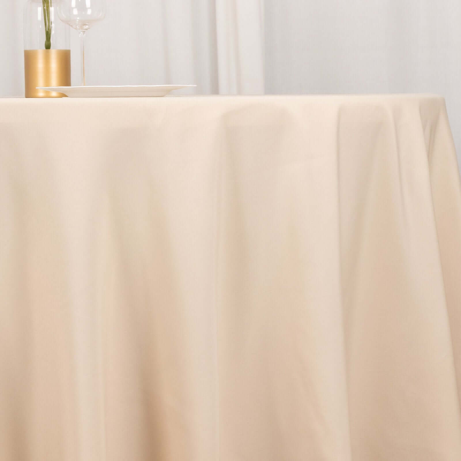 Premium Polyester Square Tablecloth 70"x70" Beige 220GSM Wrinkle-Resistant Table Cover