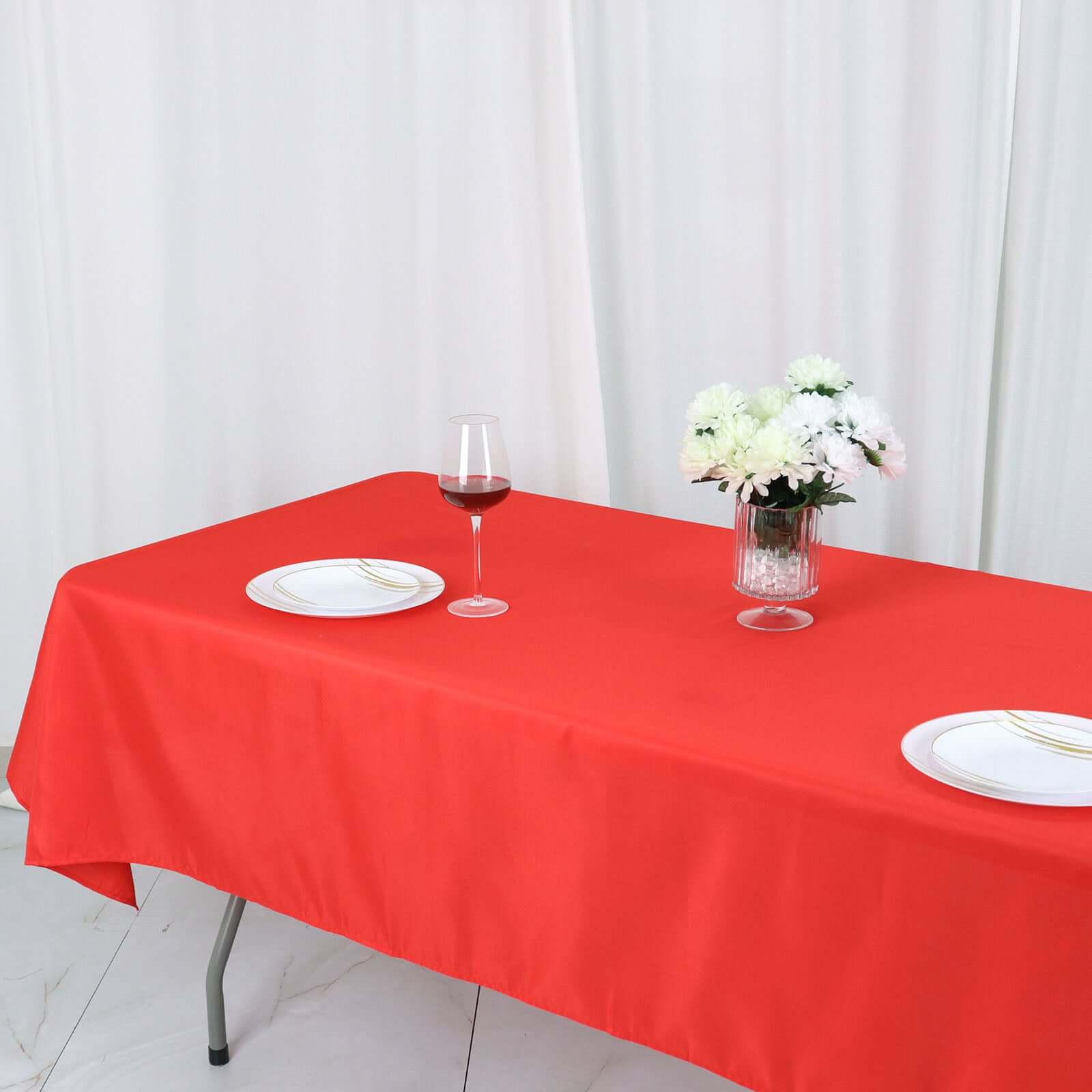 Polyester 54"x96" Rectangle Tablecloth Red - Wrinkle-Resistant & Easy-to-Care Table Cover