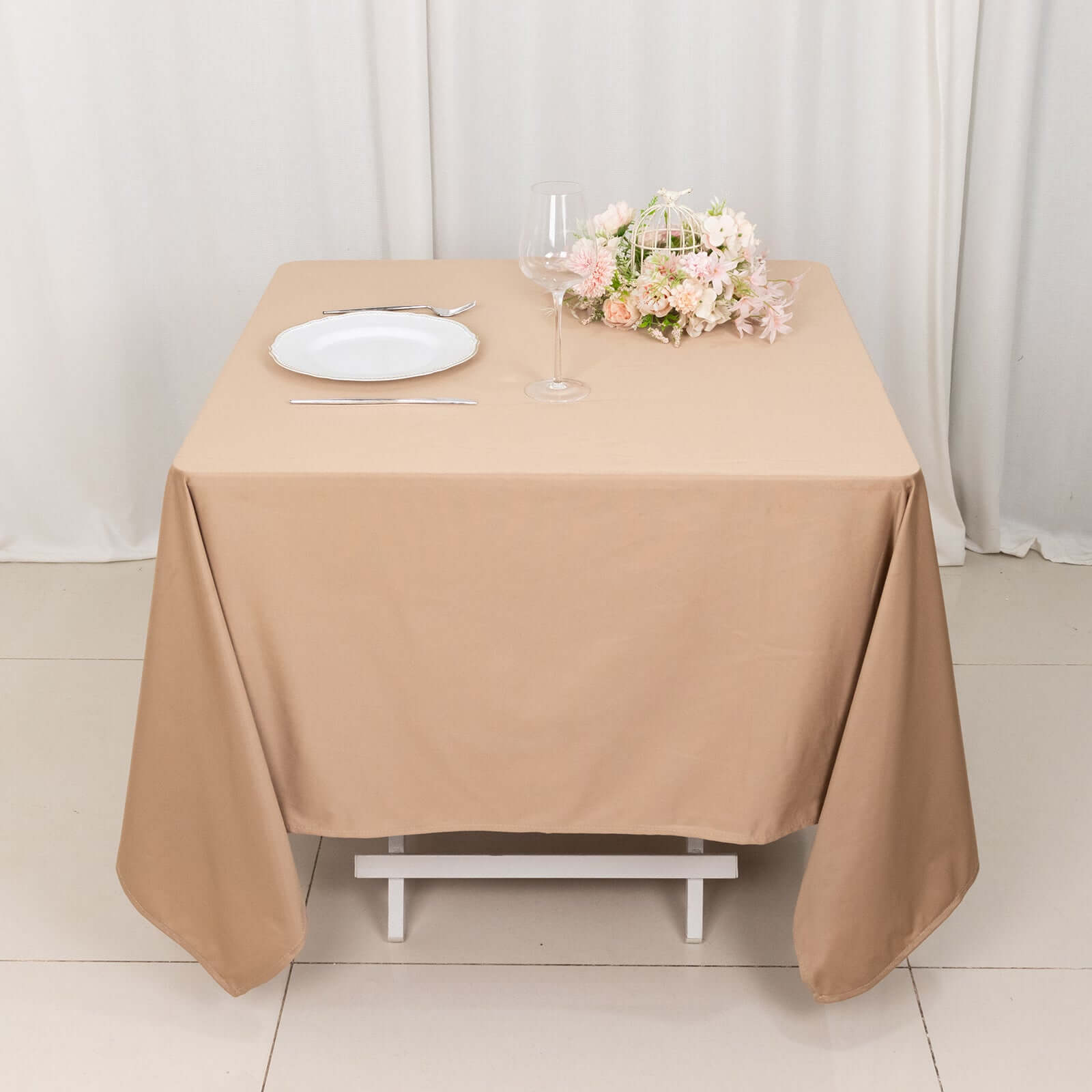 Scuba Square 70"x70" Tablecloth Nude - Wrinkle Free & Stain Resistant Table Cover