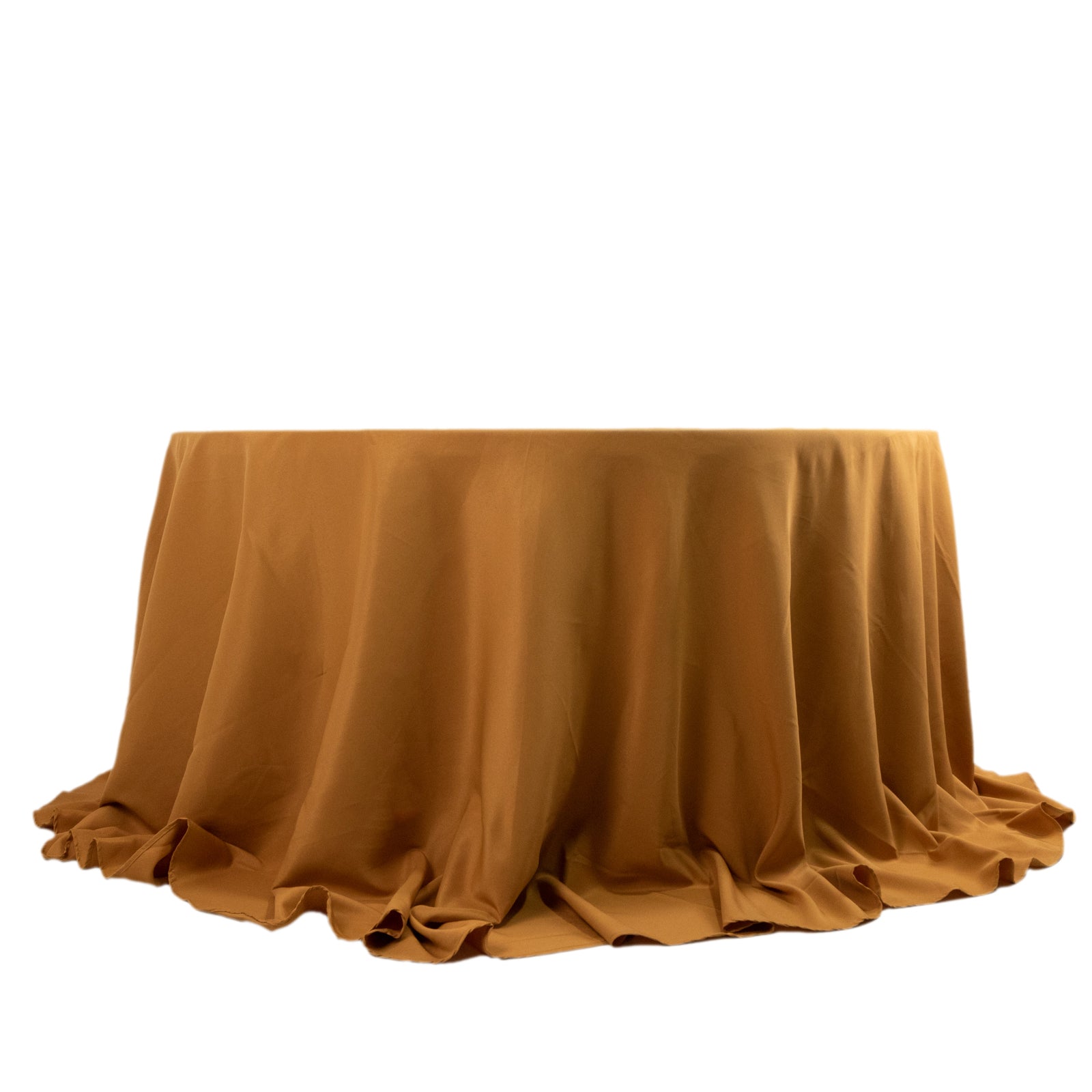 Premium Polyester 132" Round Tablecloth Gold - Seamless 220GSM Wrinkle-Resistant Design for Upscale Occasions