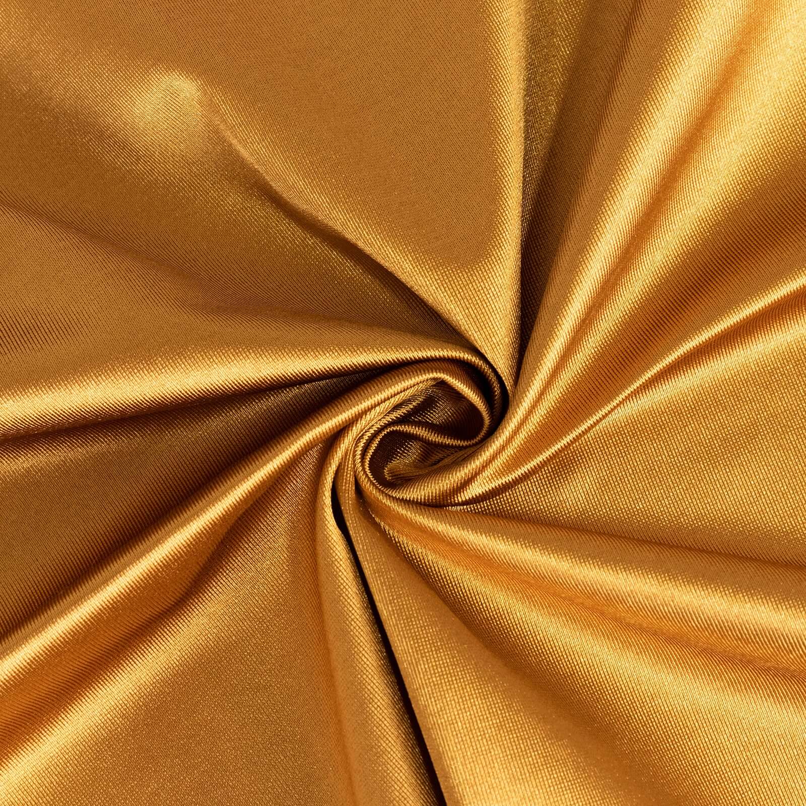 Scuba Round 120" Tablecloth Shimmering Gold - Wrinkle Free, Stain Resistant & Seamless Table Cover for Weddings and Parties