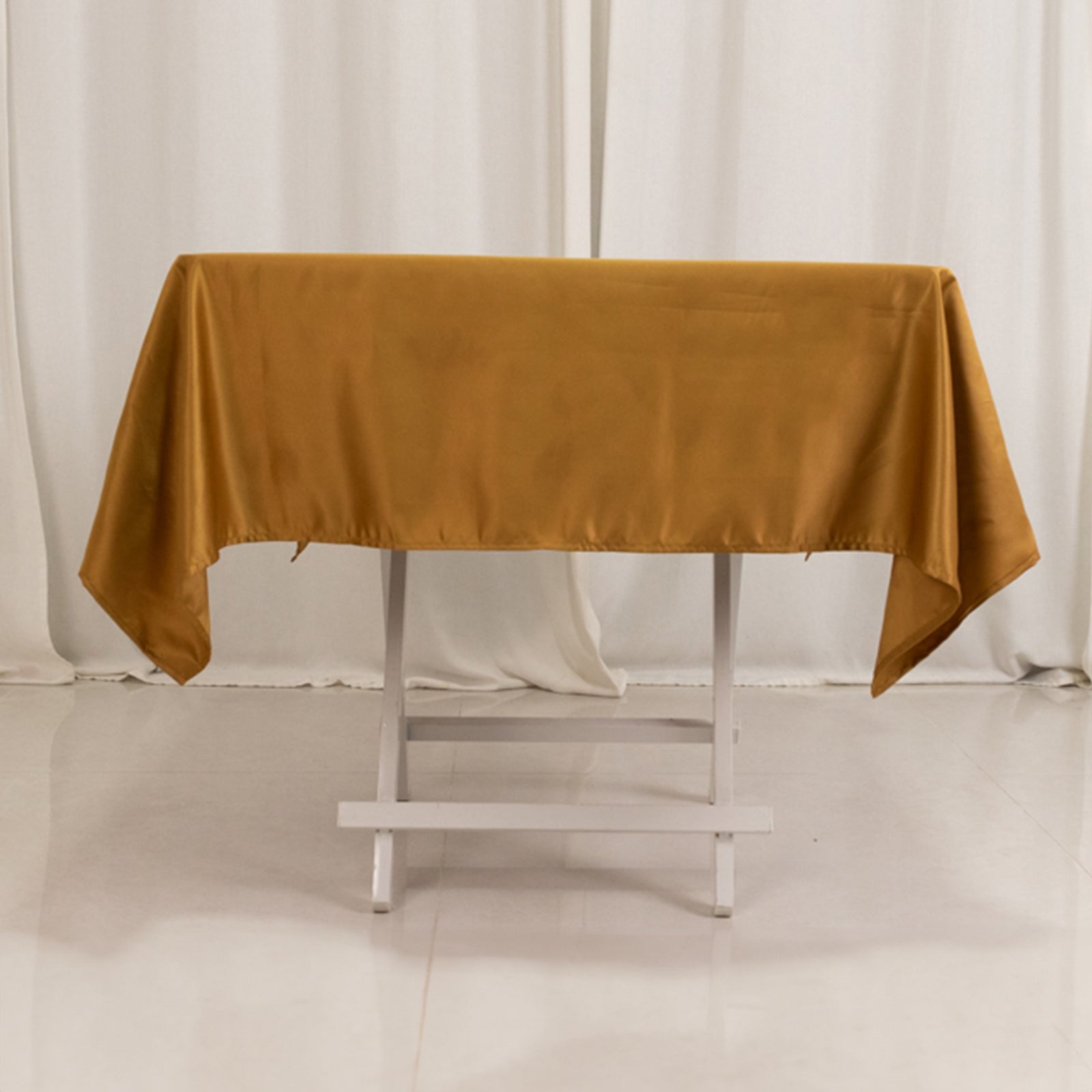 Lamour Satin 54"x54" Square Tablecloth Gold - Durable & Silk-Like Table Cover