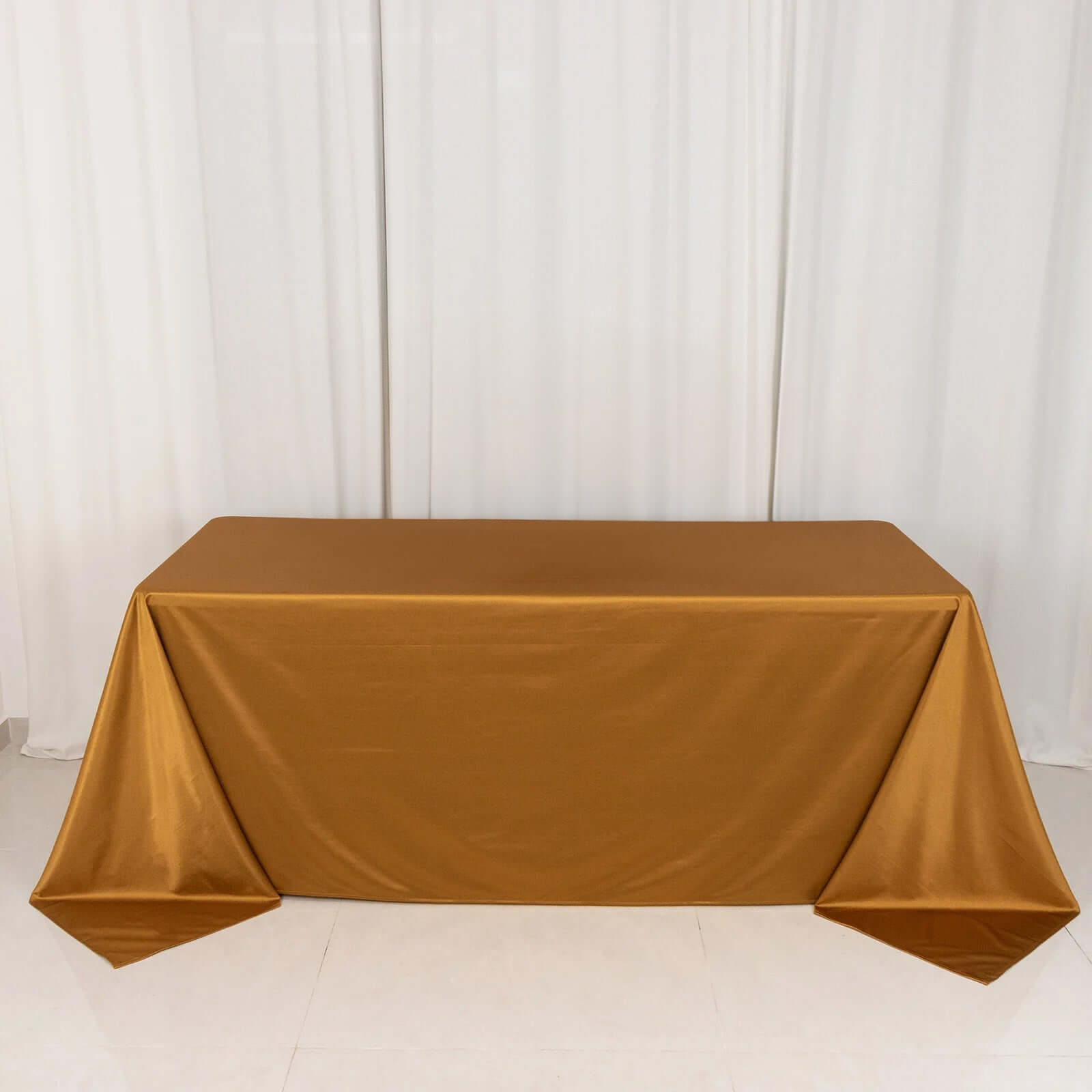 Scuba Rectangular 90"x132" Tablecloth Shimmering Gold - Wrinkle Free & Stain Resistant Seamless Table Cover for Weddings and Parties
