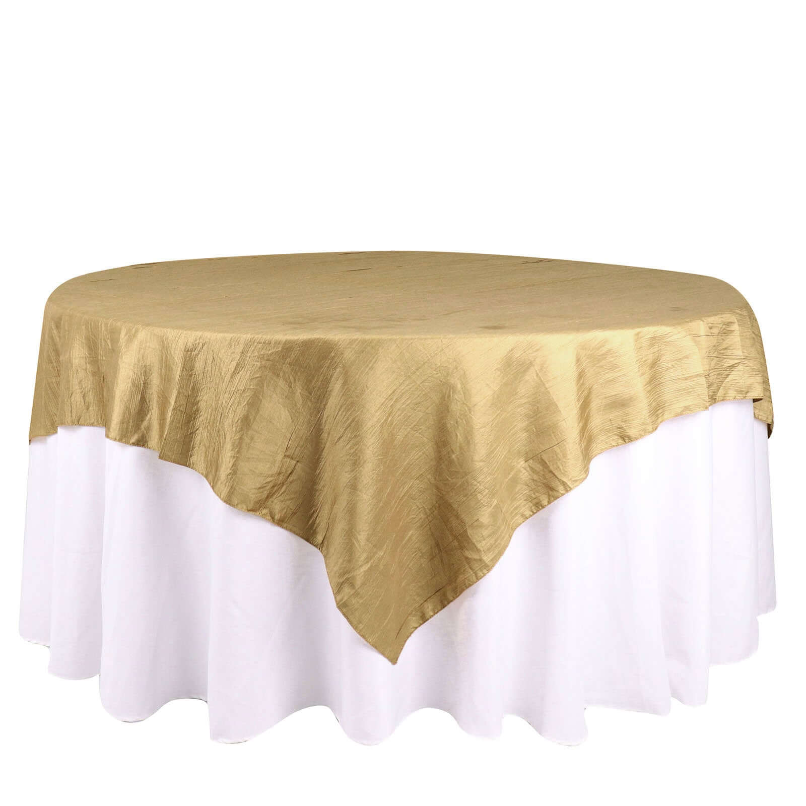 Taffeta 72"x72" Table Overlay Square Tablecloth Gold - Accordion Crinkle Design for Stylish Events