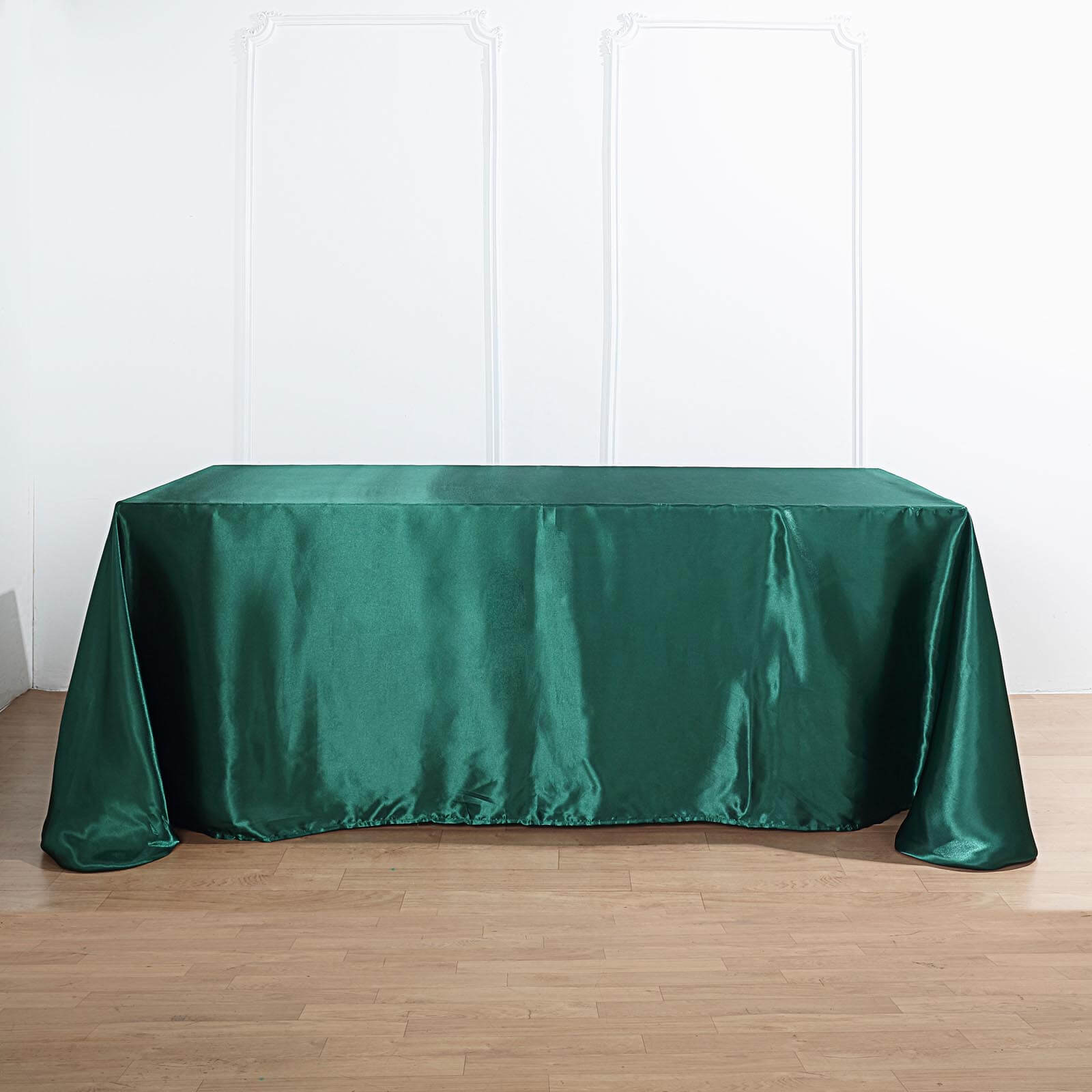 Satin Rectangular 90"x132" Tablecloth Hunter Emerald Green - Seamless Table Cover