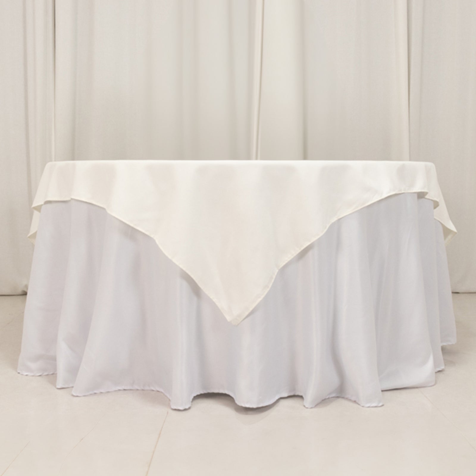 Cotton Blend 70"x70" Table Overlay Square Tablecloth Ivory - Wrinkle-Resistant Fabric Table Topper