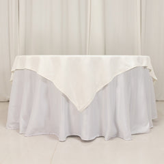 Cotton Blend 70"x70" Table Overlay Square Tablecloth Ivory - Wrinkle-Resistant Fabric Table Topper